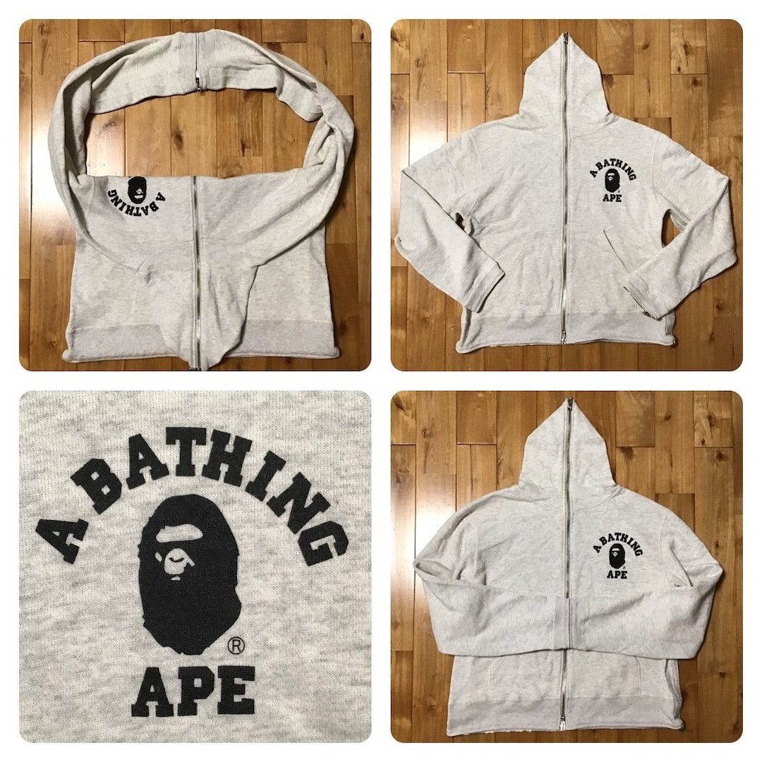 🔥Vintage🔥 BAPE College Logo Full Zip Hoodie Shoulder Bag
