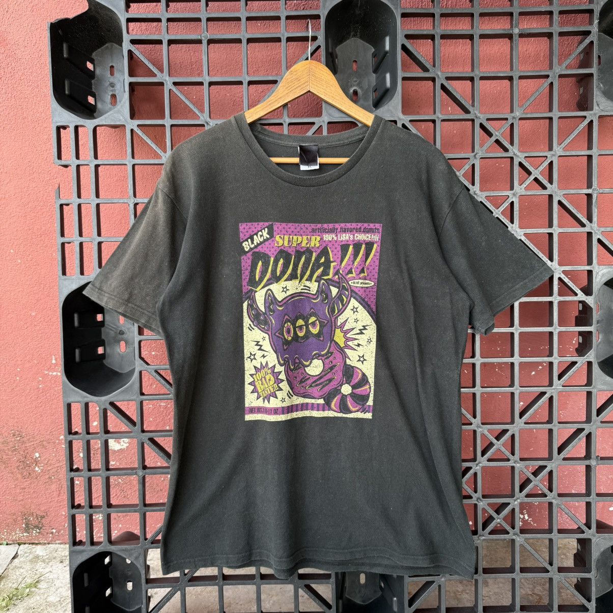 Japanese Brand Promo Tee Sunfaded Black Super Dona Size US XL / EU 56 / 4 - 2 Thumbnail