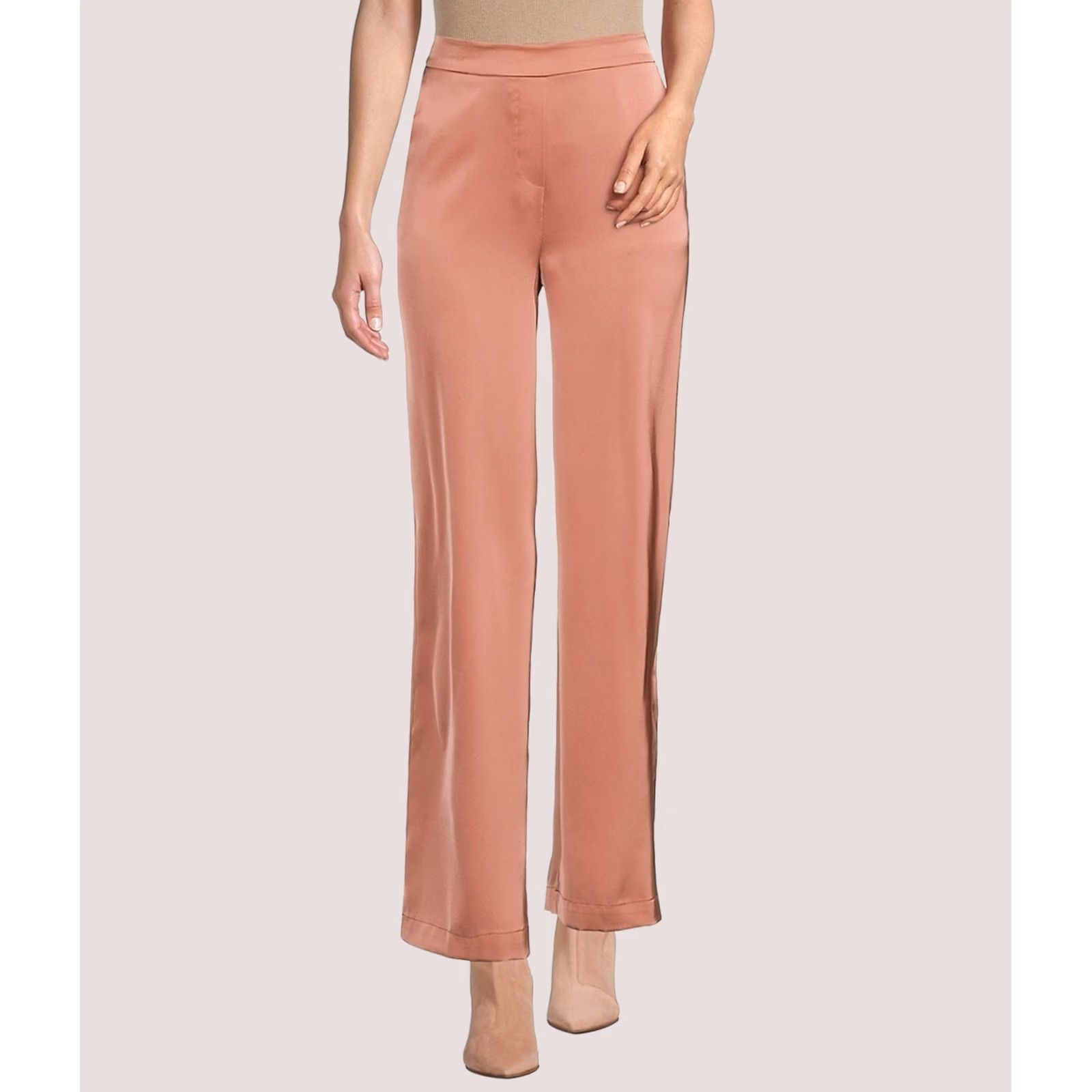 Calvin Klein Calvin Klein Womens Dress Pants Pink XS Satin Pull On Wide Leg Culottes / 32L Size 26" / US 2 / IT 38 - 1 Thumbnail
