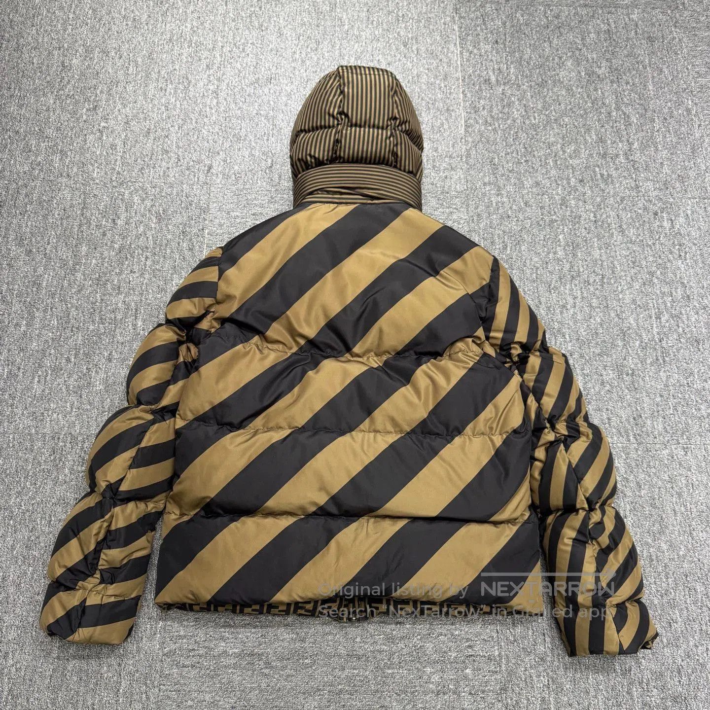 Fendi Brown Patterned Hooded Puffer Jacket Size L. Size US L / EU 52-54 / 3 - 8 Thumbnail