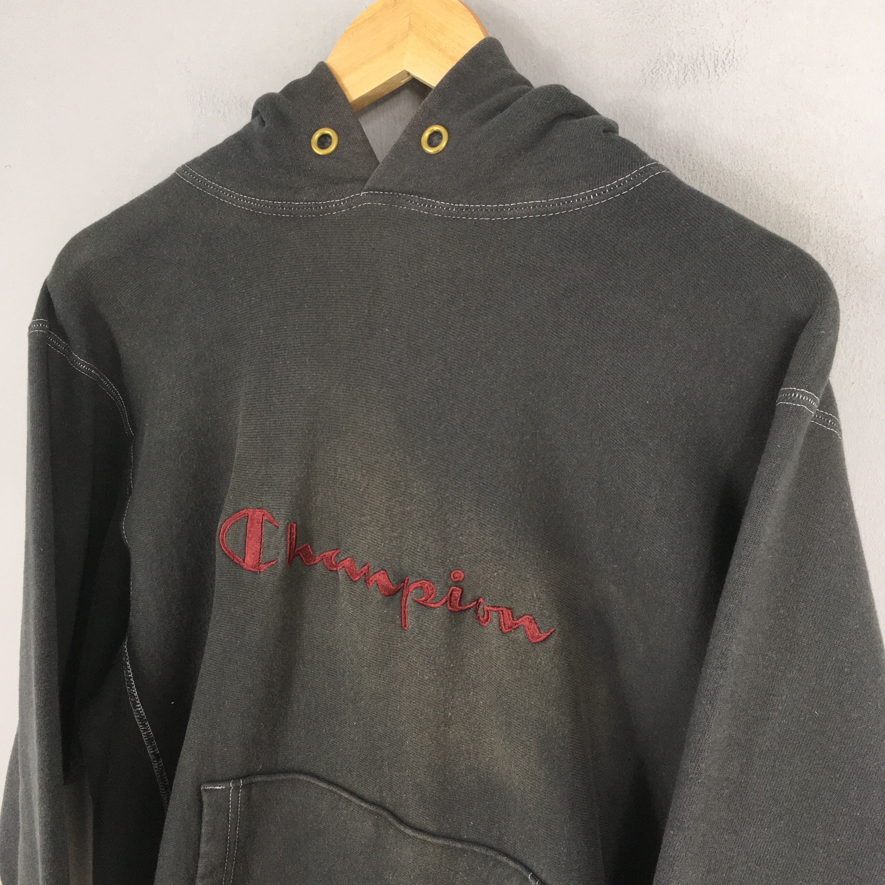 Champion × Vintage Vintage Champion Reverse Weave Black Hoodie Sweatshirt Large Size US L / EU 52-54 / 3 - 3 Thumbnail