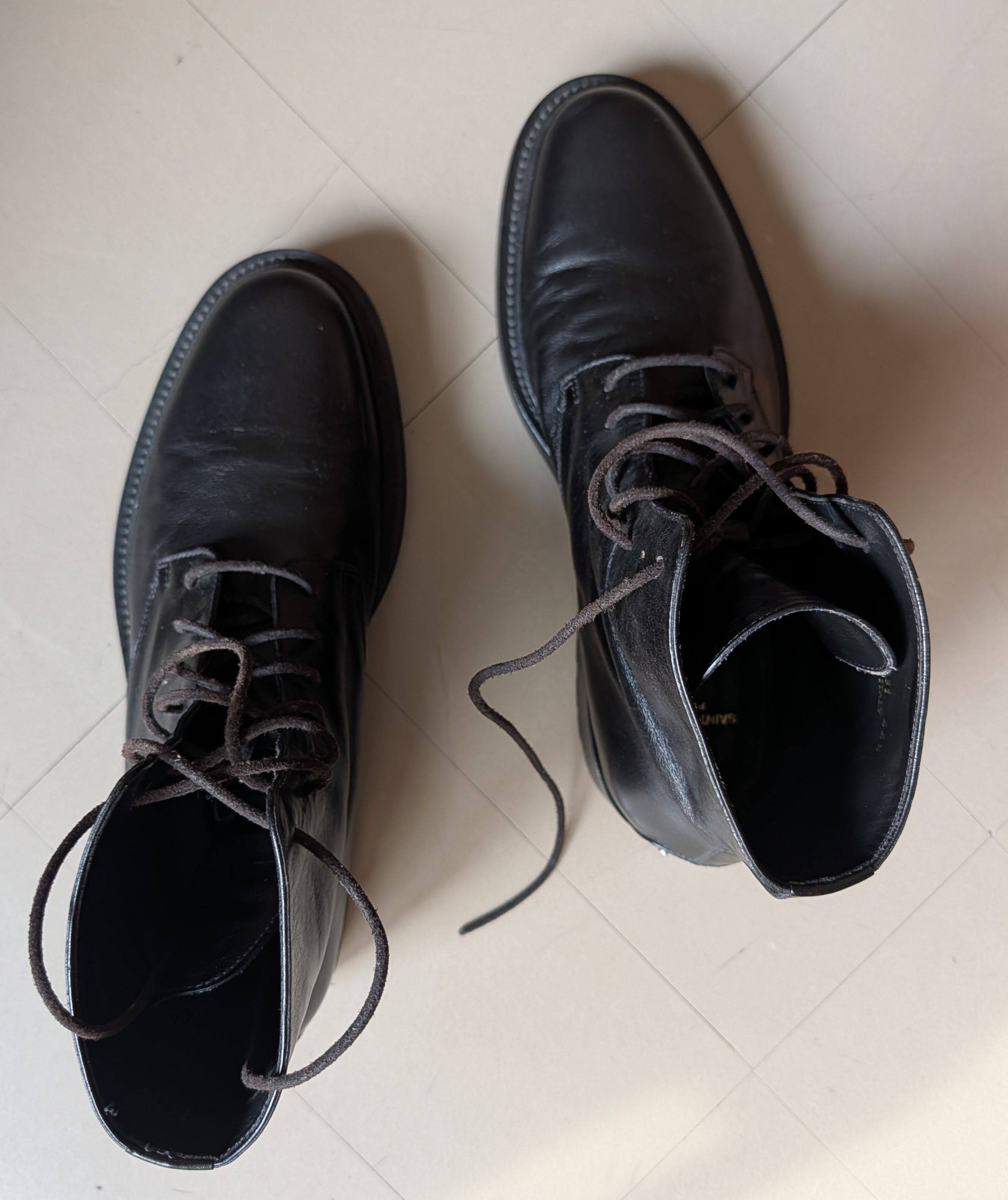 Saint Laurent Paris Black Leather Army Boots Size US 11.5 / EU 44-45 - 7 Thumbnail