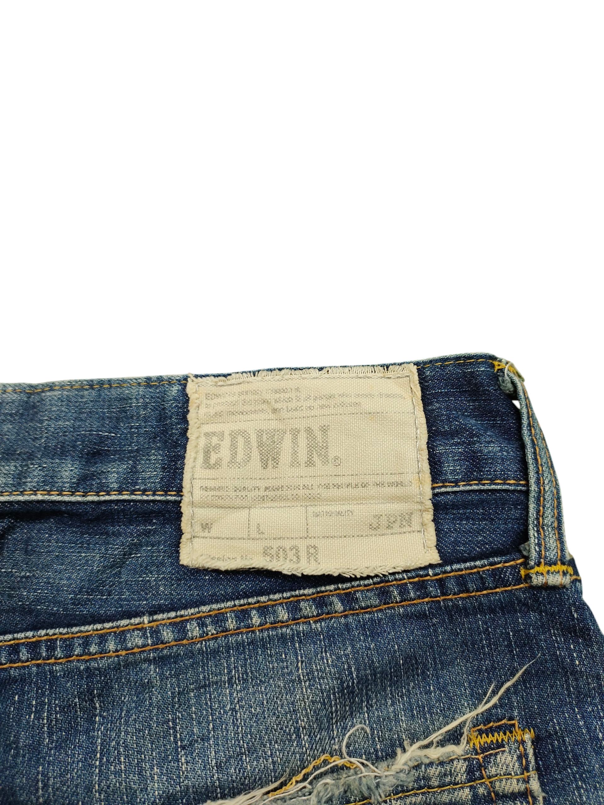 Kapital Vintage 90s Edwin 503R Regular Clawmark Distress Denim Jeans Size US 34 / EU 50 - 10 Thumbnail