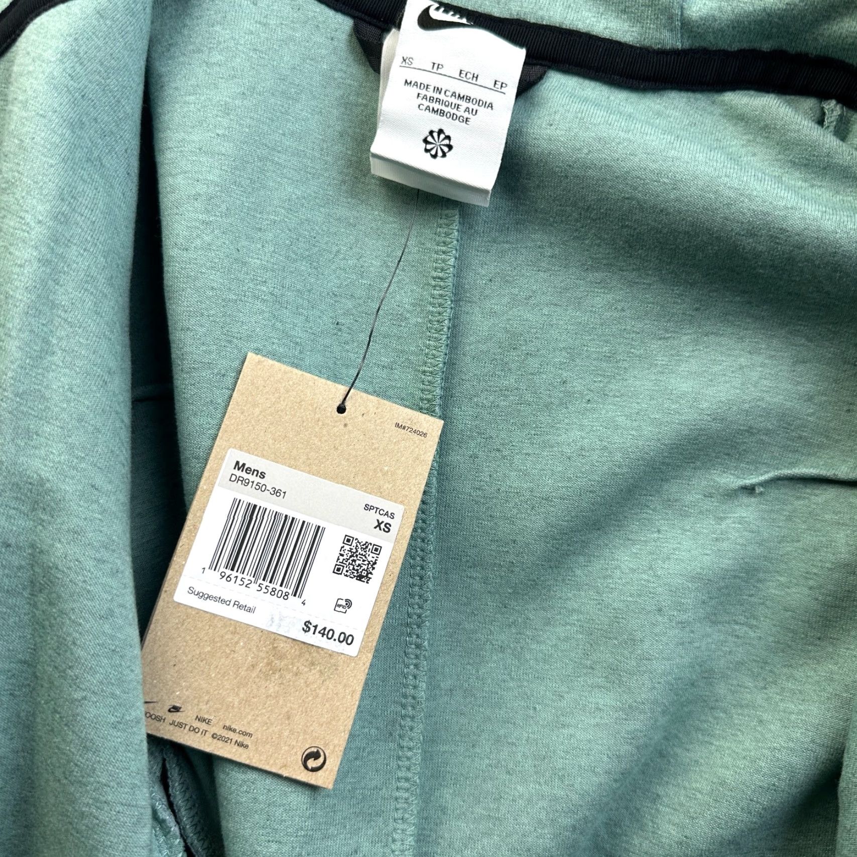 Nike Nike Tech Fleece Jacket Mens XS Green Pockets Hoodie Sweatshirt Size US XS / EU 42 / 0 - 7 Thumbnail