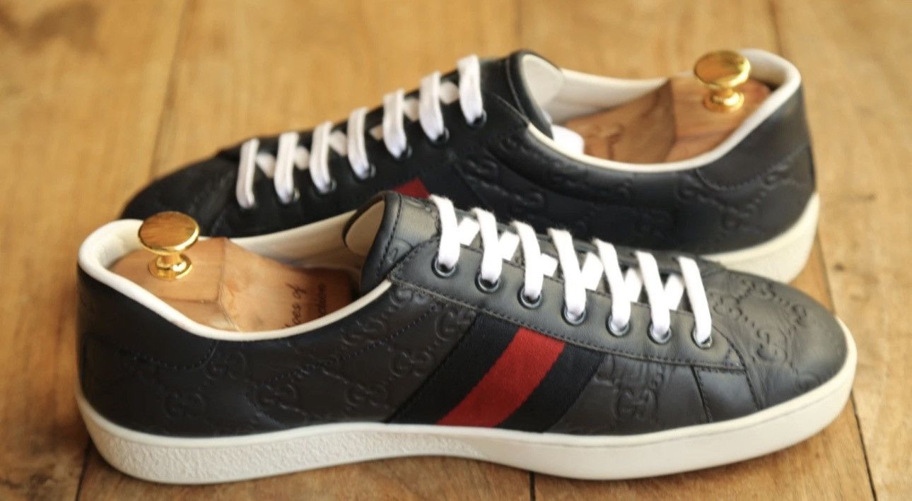 Gucci Gucci Ace Blue GG Monogram Leather Sneakers US9 EU42 UK8 Size US 9 / EU 42 - 7 Thumbnail