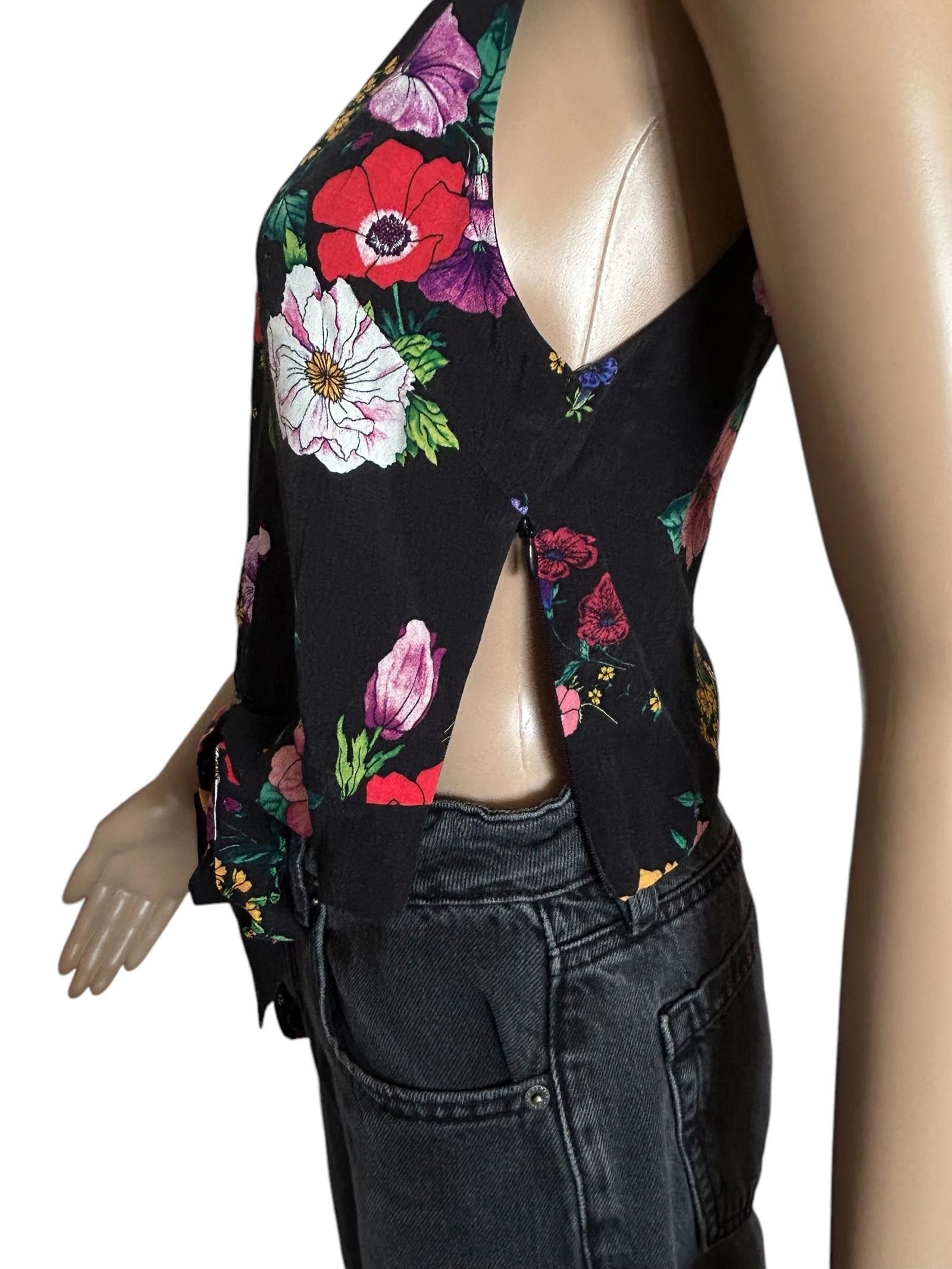 Zara Floral Tie-Front Top - Elegant Summerwear Size XS / US 0-2 / IT 36-38 - 2 Thumbnail