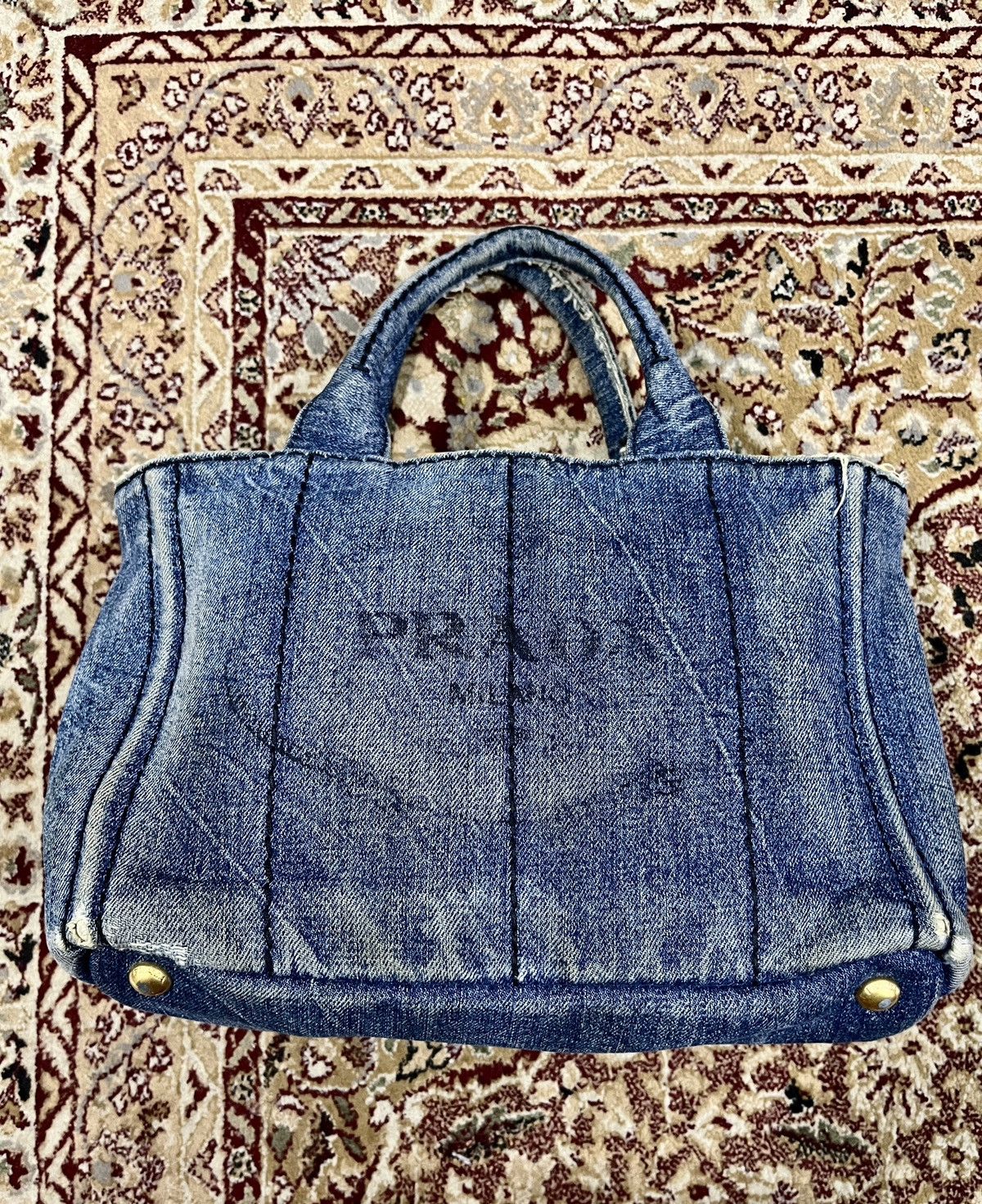 Prada PRADA Canapa Denim Handbag/Tote Size ONE SIZE - 1 Thumbnail