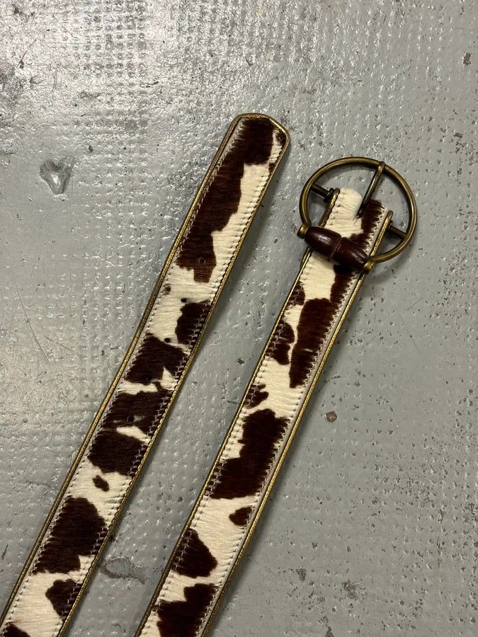Dolce & Gabbana 2000s Dolce & Gabbana Brown Pony Hair Leather Cowhide Belt Size ONE SIZE - 4 Thumbnail