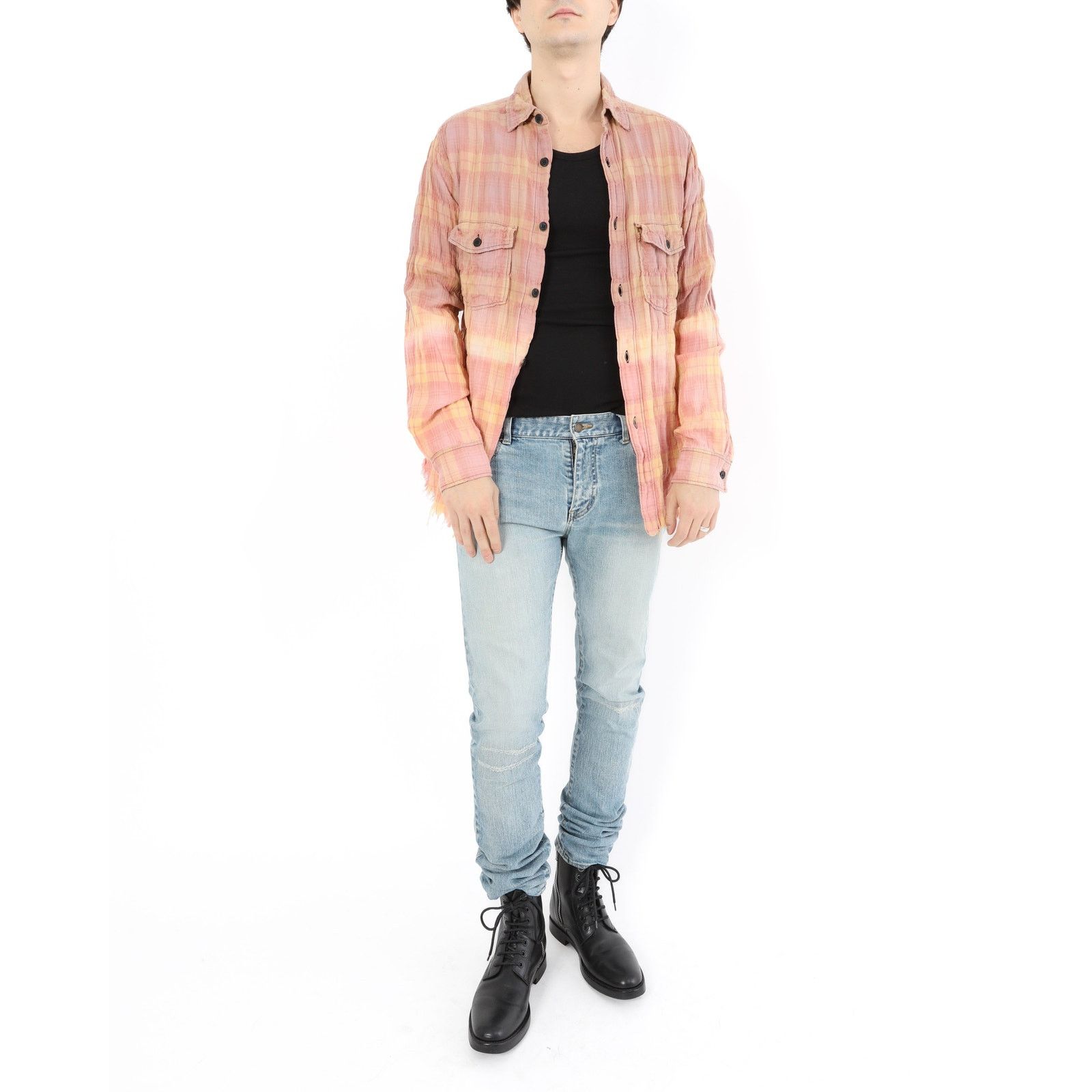 Saint Laurent Paris SS16 Bleached Flannel in Full Orange Size US XL / EU 56 / 4 - 5 Thumbnail