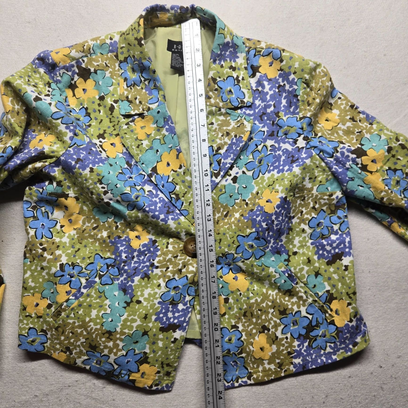 Vintage R.Q.T Blazer Women PL Floral Linen Blend Vintage Jacket Size L / US 10 / IT 46 - 5 Thumbnail