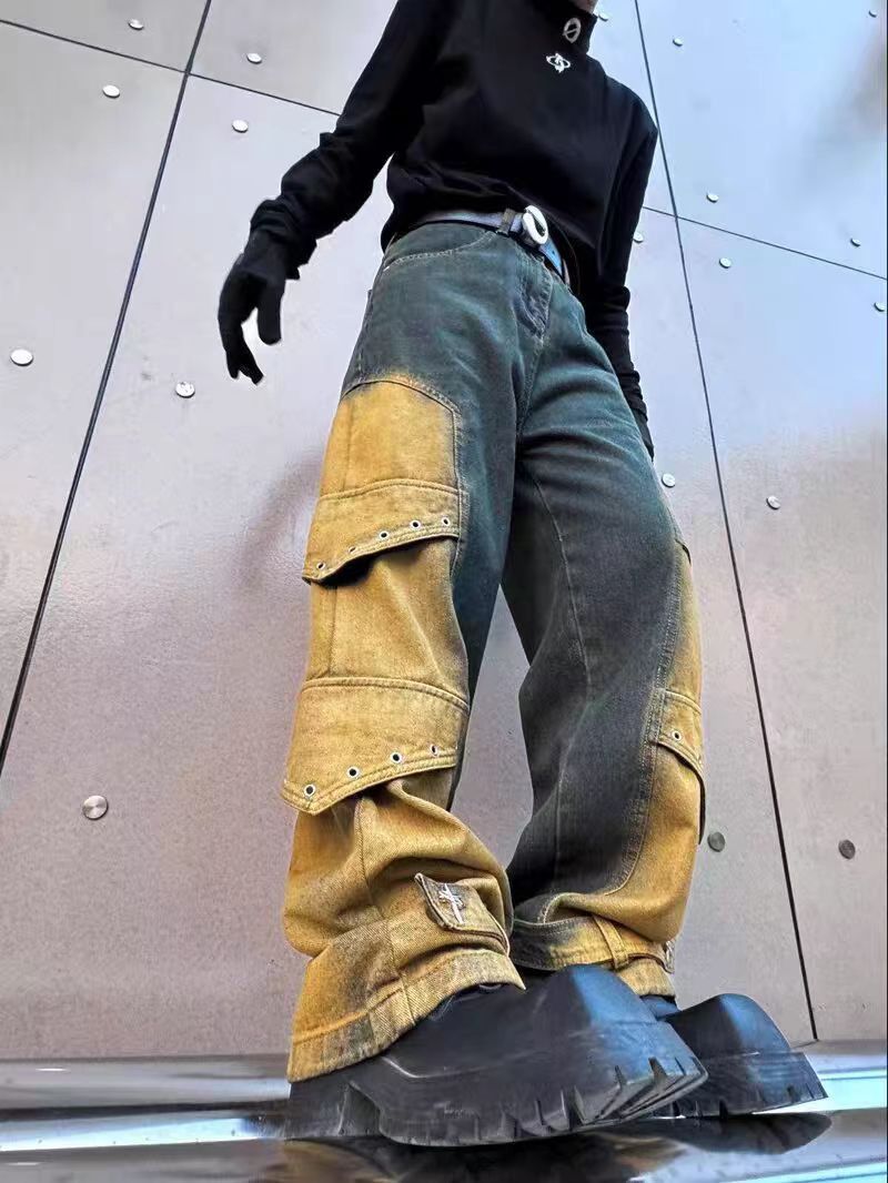 Japanese Brand × Jean Vintage Deconstructed Spliced Loose Fit Work Jeans Size US 30 / EU 46 - 1 Thumbnail