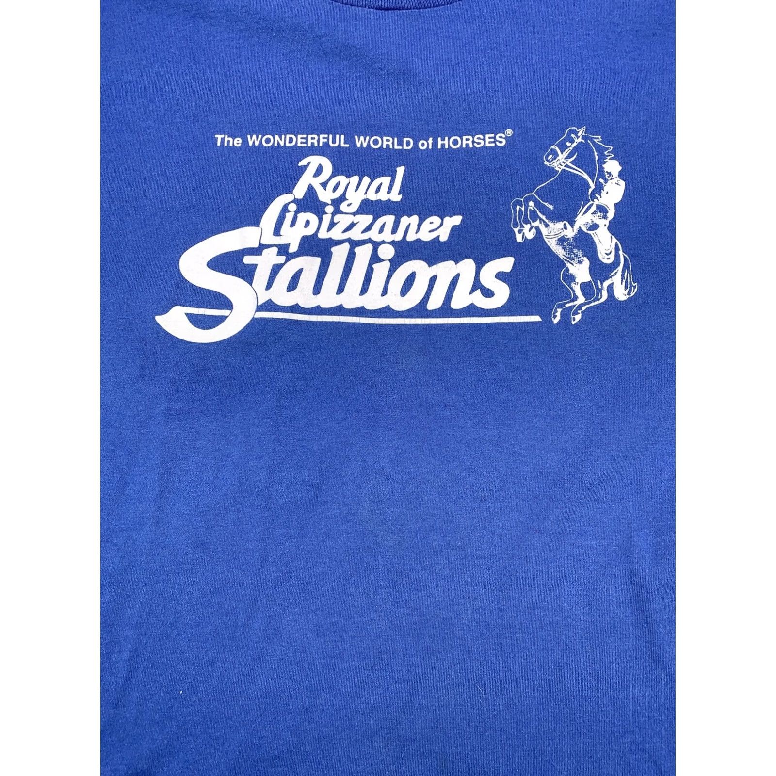 Vintage Vintage Screen Stars T-Shirt Blue L Short Sleeve Crew Neck Cotton Blend Unisex Adults Lipizzaner Stallions Graphic Stitch 80s 90s USA Mens Womens Size US L / EU 52-54 / 3 - 2 Thumbnail