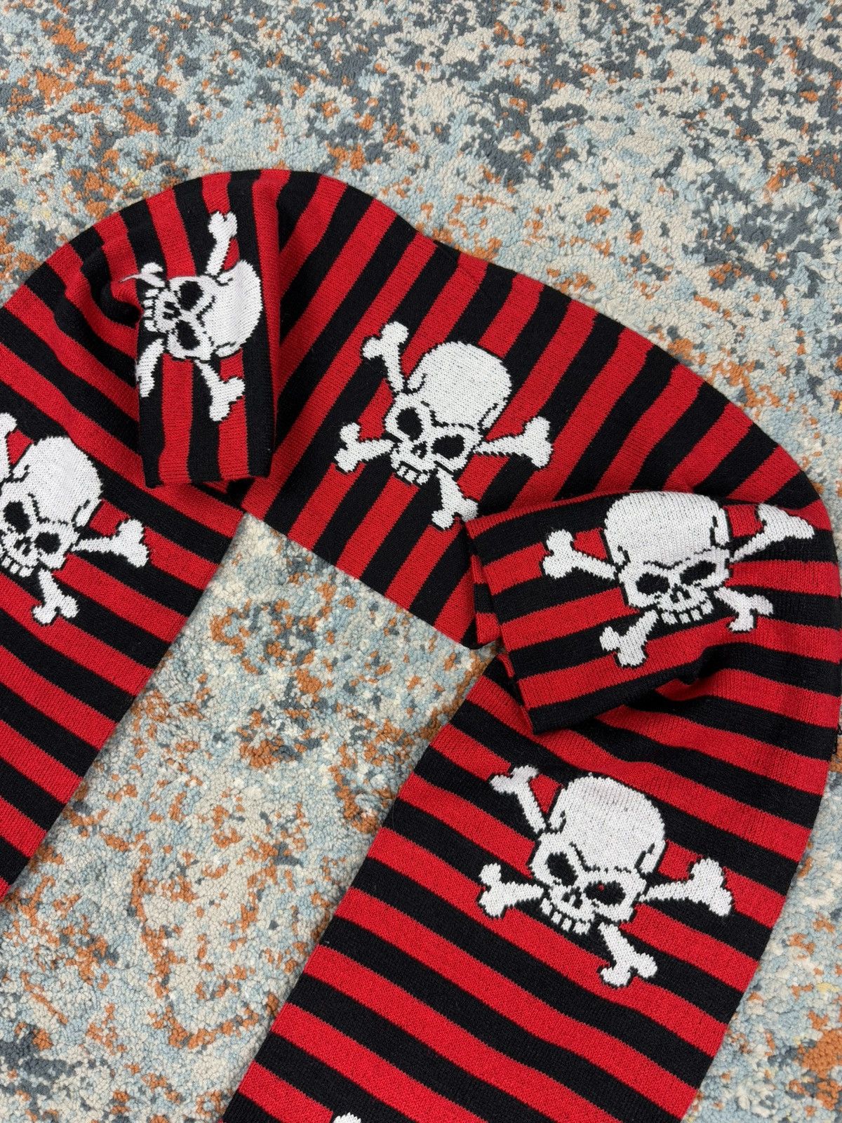 Japanese Brand × Vintage Vintage y2k striped skulls scarf Vivienne Westwood style Size ONE SIZE - 4 Thumbnail
