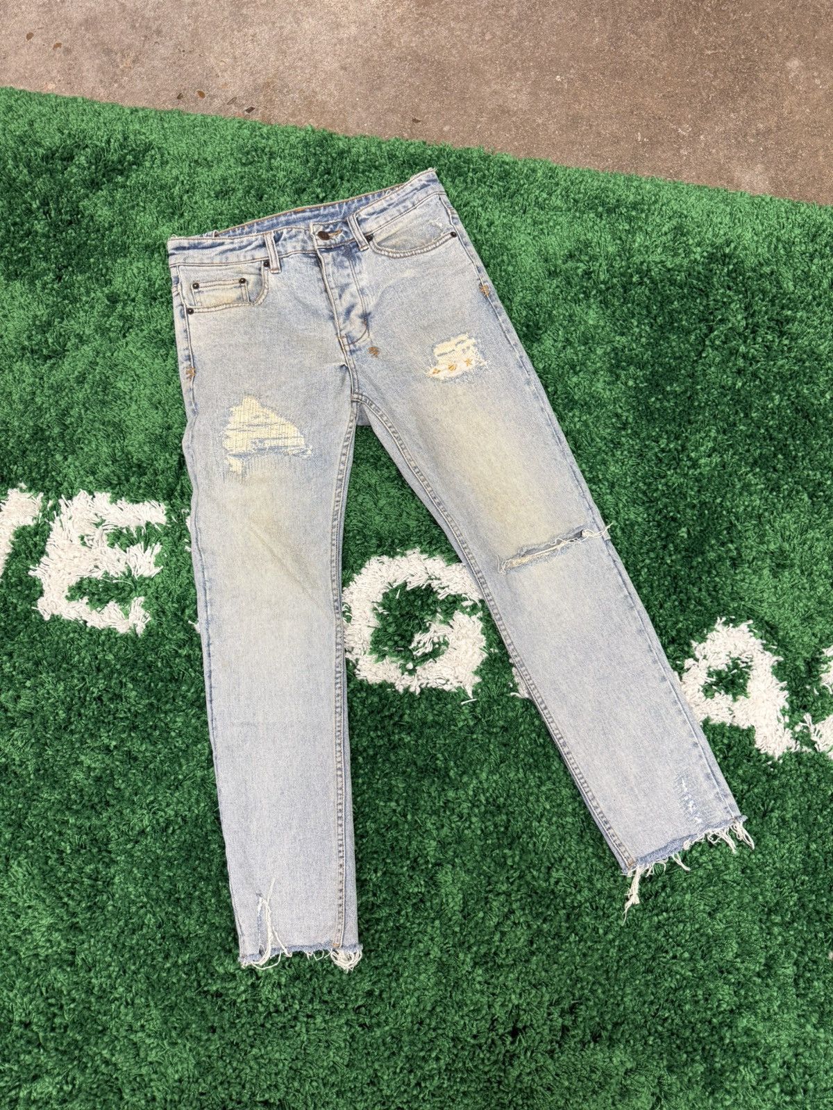 Ksubi Ksubi Chitch Distressed Chop Denim Jeans Holes Knee 29 Size US 29 - 3 Thumbnail