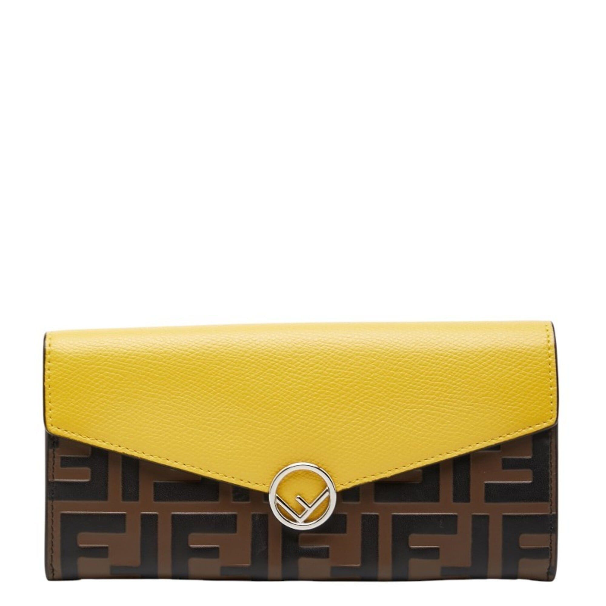 Fendi Fendi Zucca F is Logo Long Wallet, Yellow Brown Leather, Women's FENDI Size ONE SIZE - 1 Thumbnail