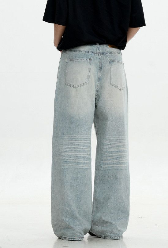 Vintage Retro washed distressed men's straight cleanfit casual jeans Size US 32 / EU 48 - 4 Thumbnail