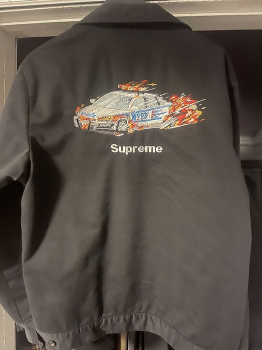 Supreme Supreme Cop Car Embroidered Work Jacket Black | Grailed