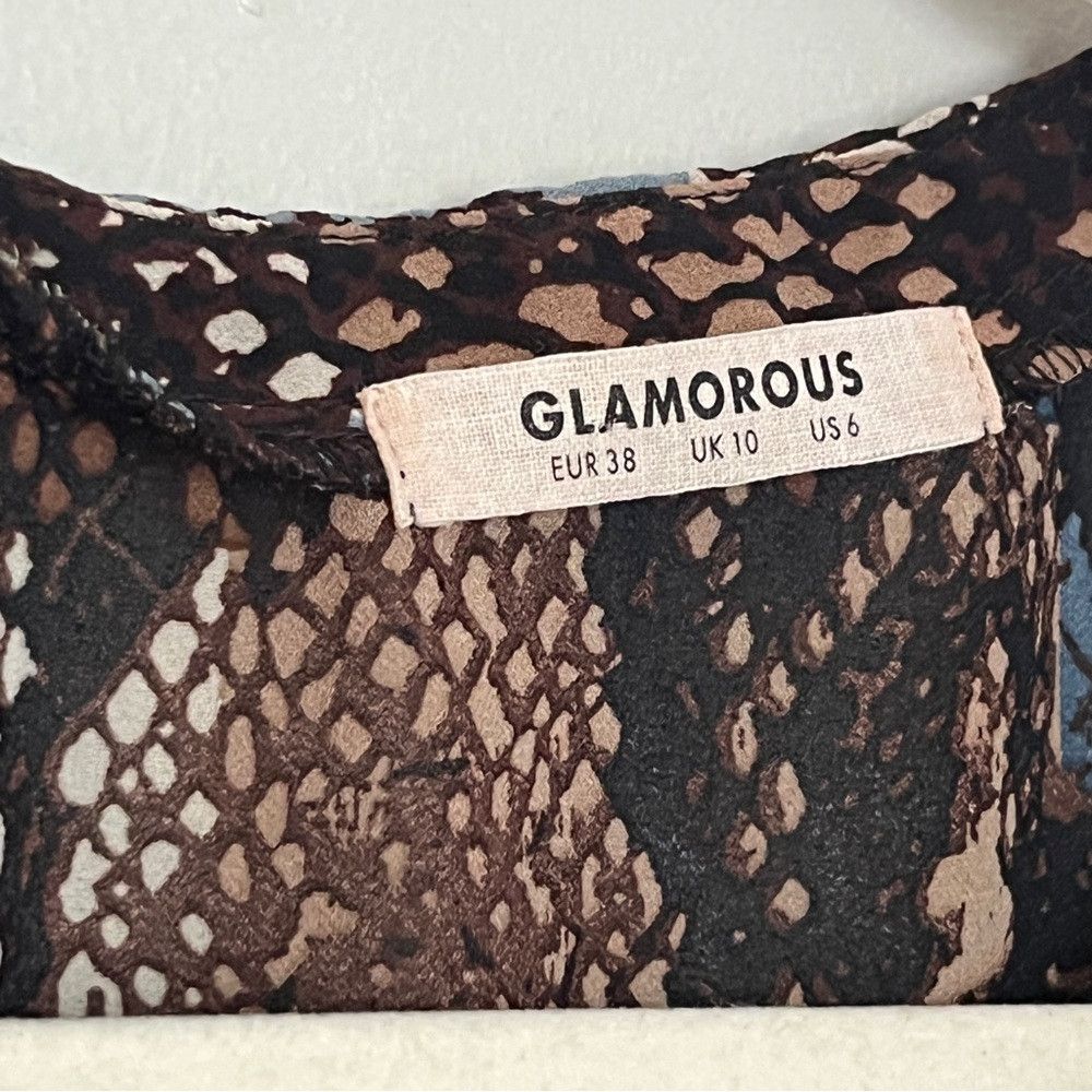 Designer Glamorous Silk Animal Snake Skin Print Blouse Medium 6 Size ONE SIZE - 4 Thumbnail