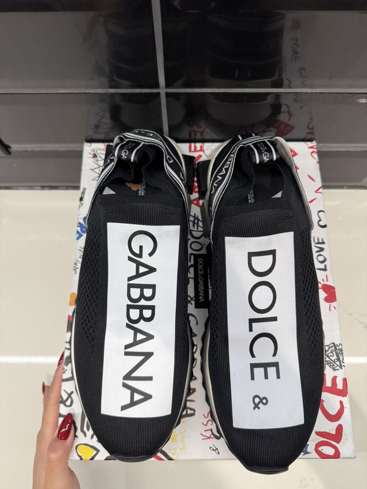 Dolce & Gabbana Dolce & Gabbana Sorrento Slip-On Sneakers Black/White Logo Size US 13 / EU 46 - 10 Thumbnail