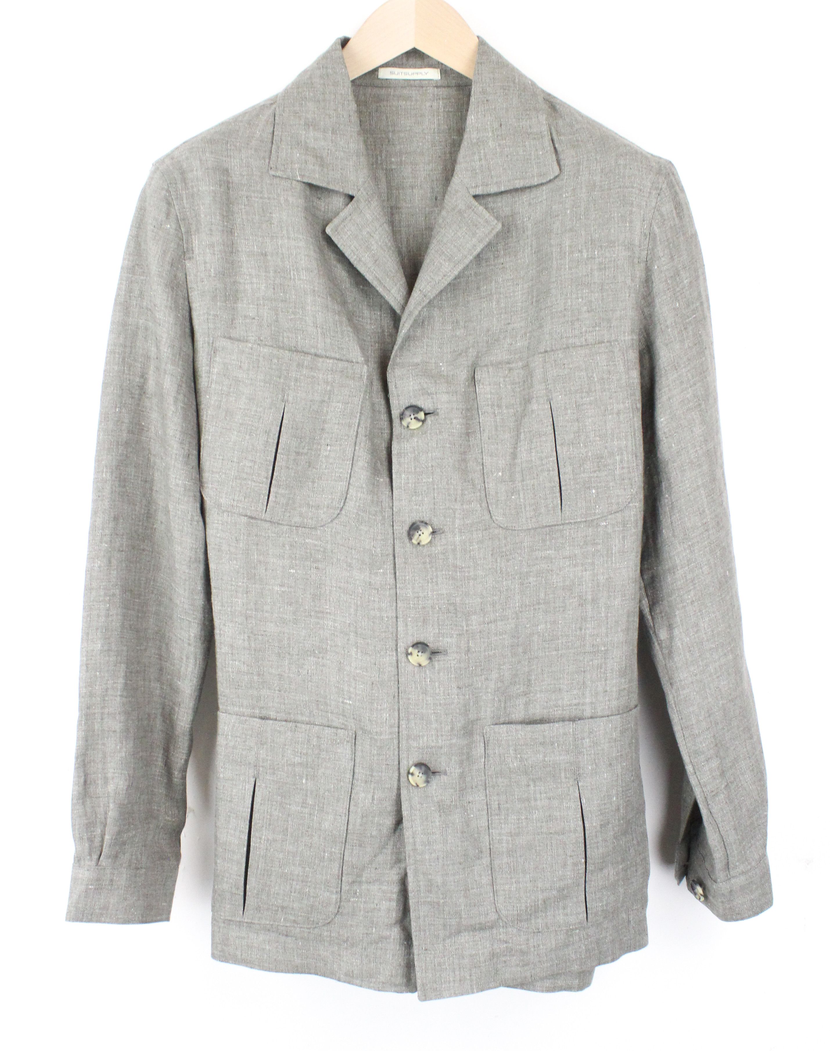 Suitsupply SAHARA UK38R Grey Linen Overshirt Jacket 66695 Size US M / EU 48-50 / 2 - 1 Thumbnail