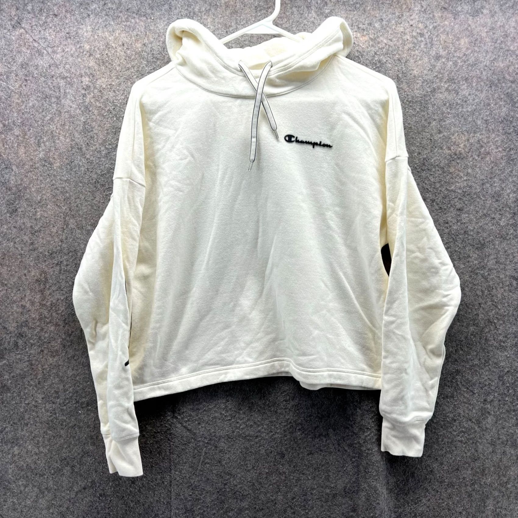 Champion VINTAGE Champion Hoodie Womens Medium Bone White Pullover Fleece 90s Beige Cotton Sweatshirt 90s Women Mens? Size M / US 6-8 / IT 42-44 - 2 Thumbnail
