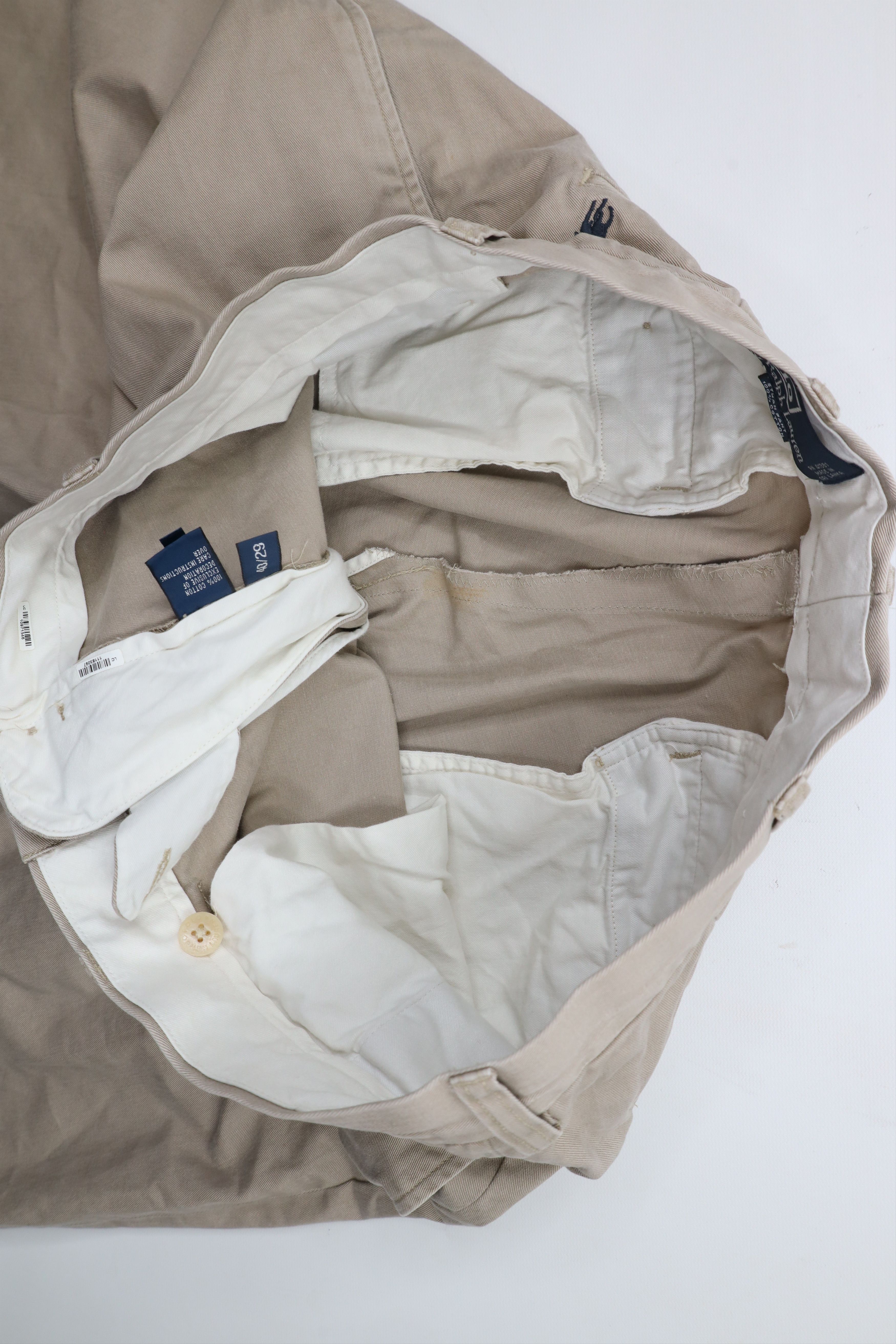 Ralph Lauren × Vintage Vintage 90s Ralph Lauren Wide Leg Chino Pants Beige Cotton Size US 36 / EU 52 - 9 Thumbnail
