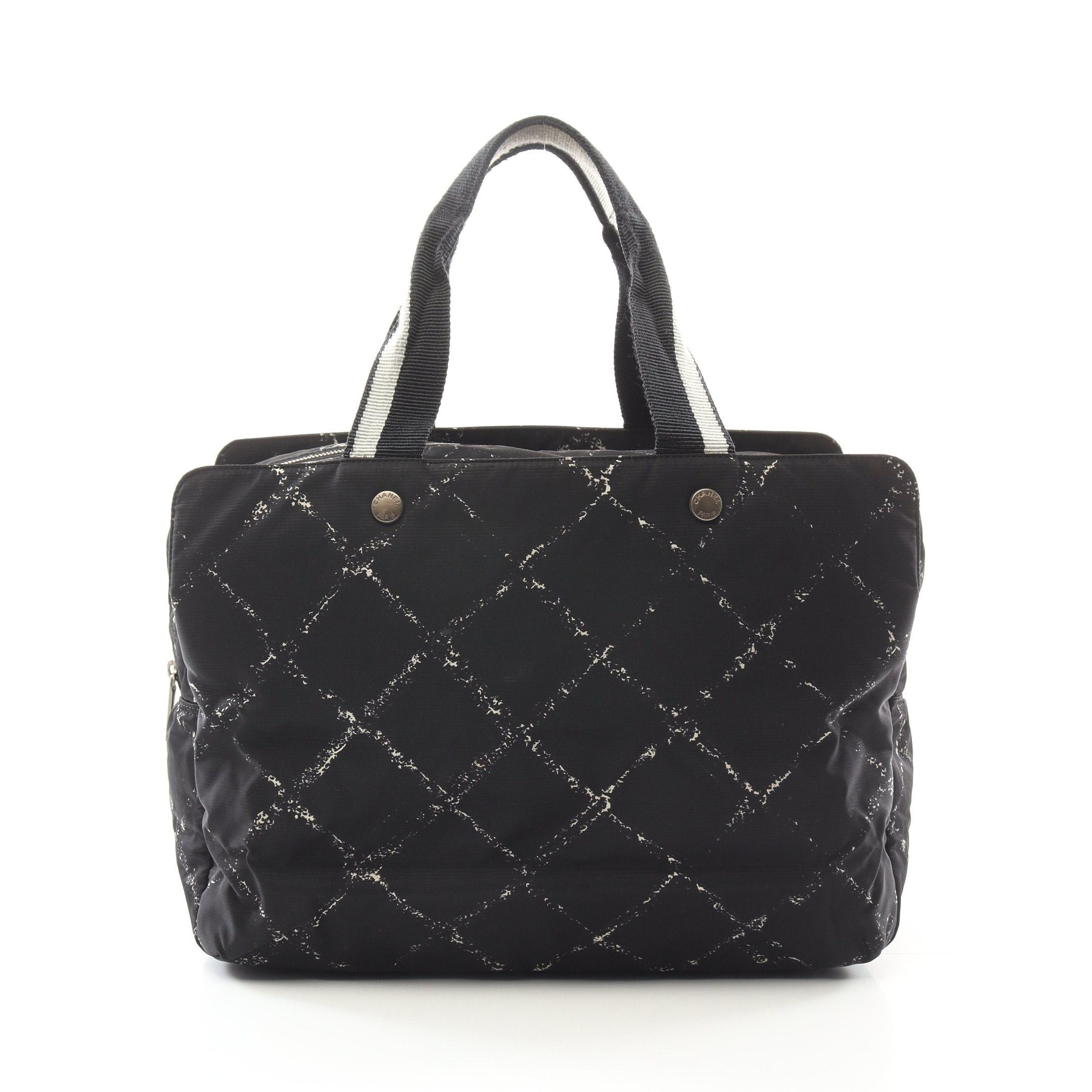 Chanel Chanel Old Travel Line Handbag Tote Bag Nylon Black Silver Hardware Size ONE SIZE - 1 Thumbnail
