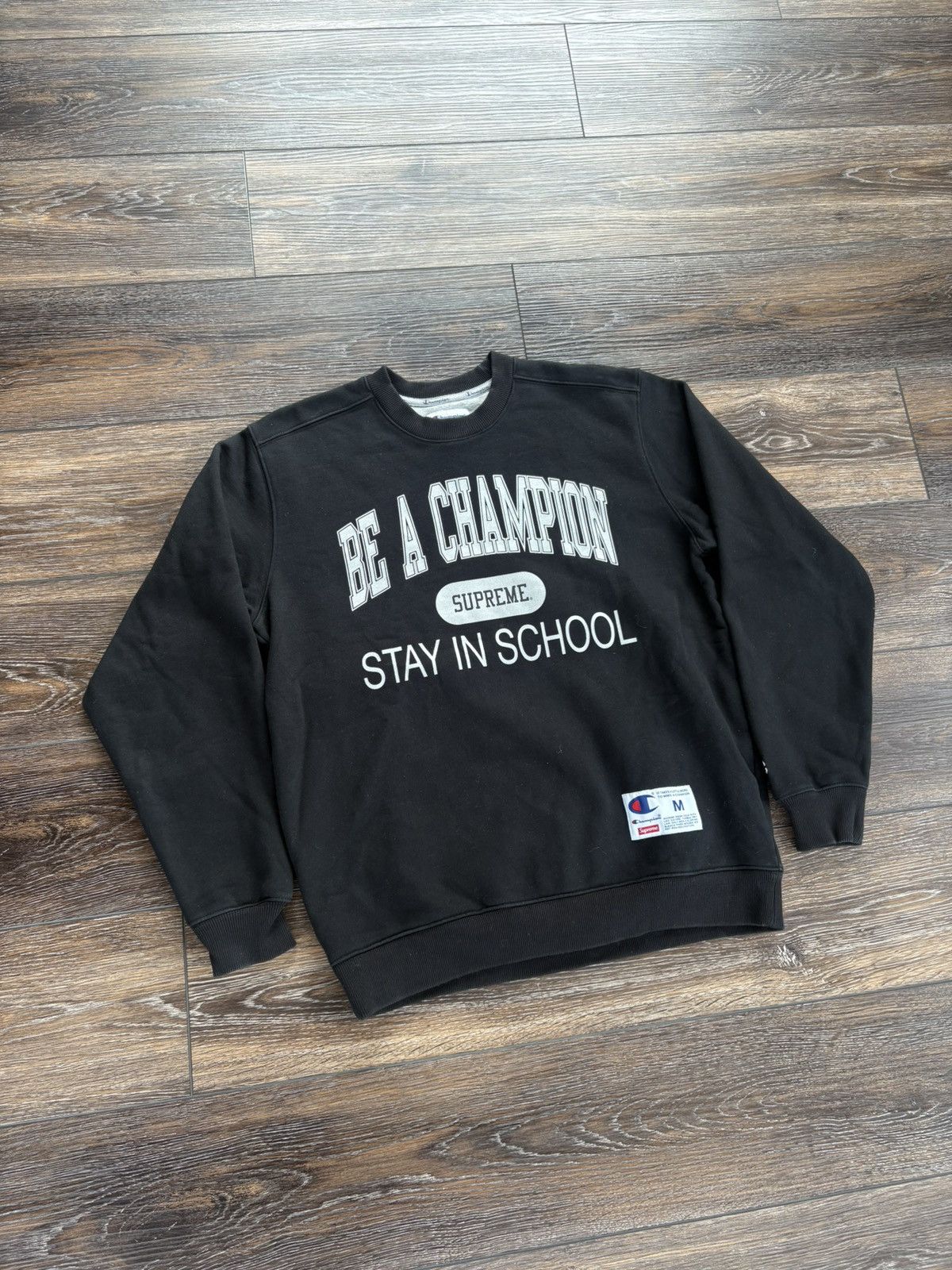 Supreme Champion Stay In School Crewneck SS18 Black