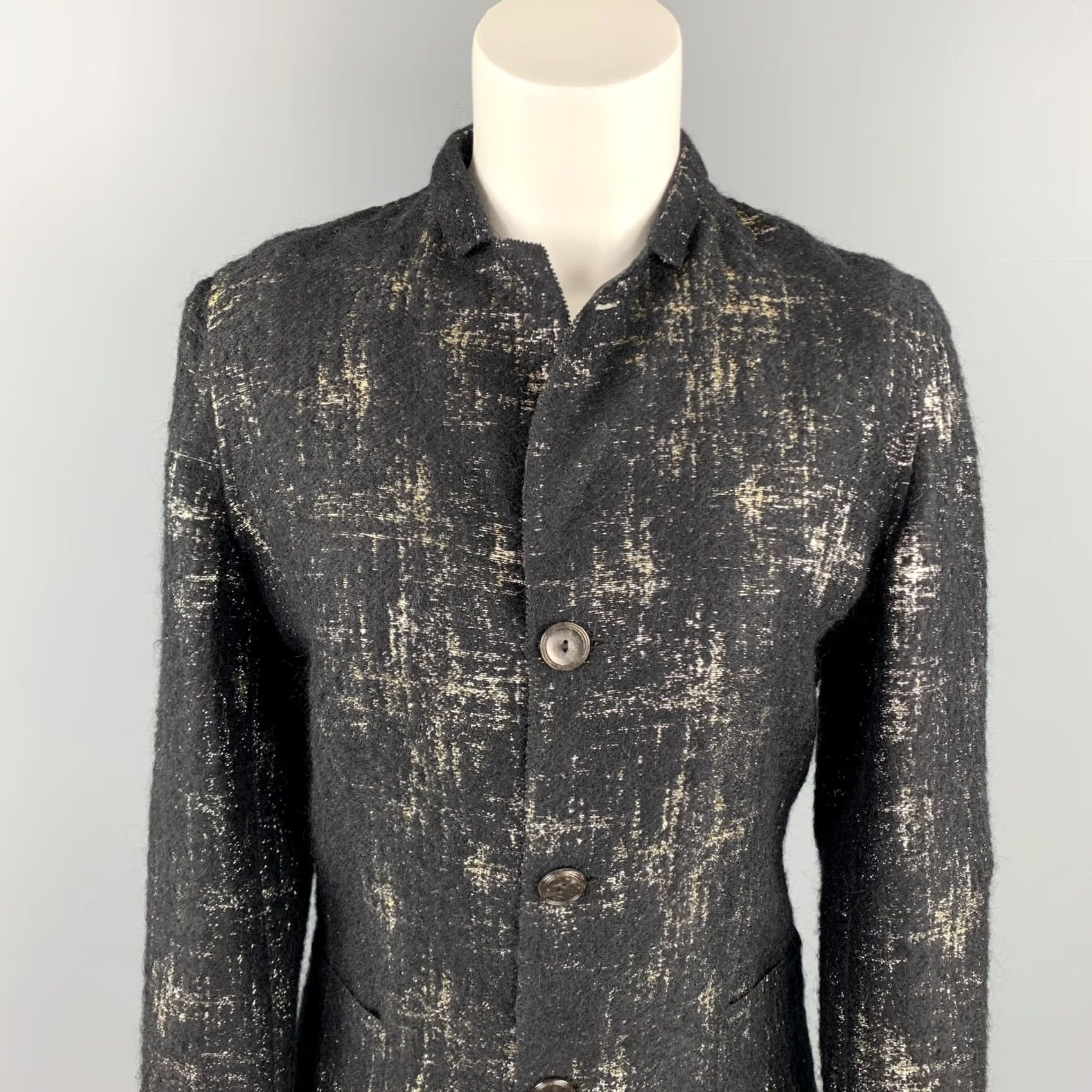 Jean Paul Gaultier JEAN PAUL GAULTIER Jacket Size 8 Silk Black Silver Mary Jane Size 30" / US 8 / IT 44 - 2 Thumbnail