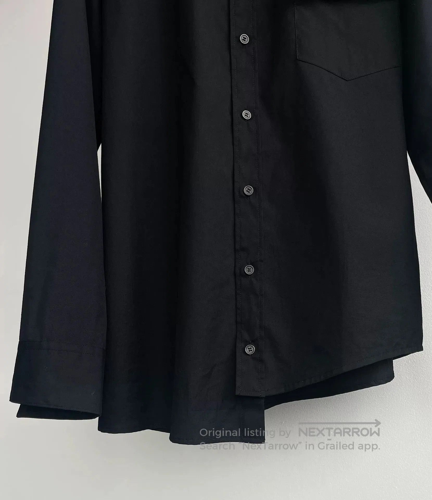Sulvam Stylish Black Irregular Cut Shirt. Size US M / EU 48-50 / 2 - 5 Thumbnail
