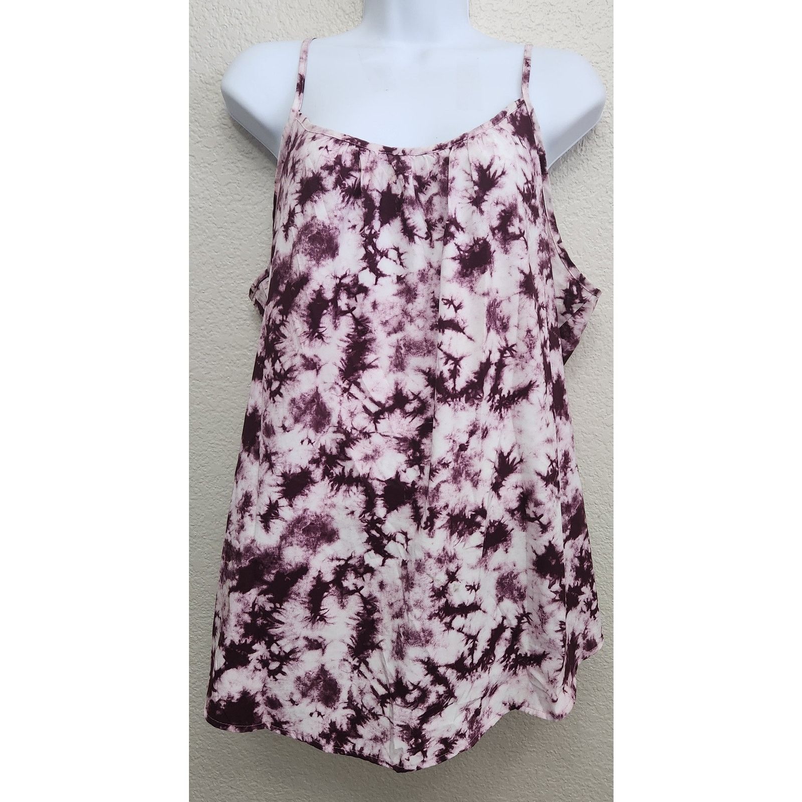 Faded Glory Faded Glory Purple White Tie Dye Spaghetti Strip Top XXL 20W Size XXL / US 16-18 / IT 52-54 - 1 Thumbnail