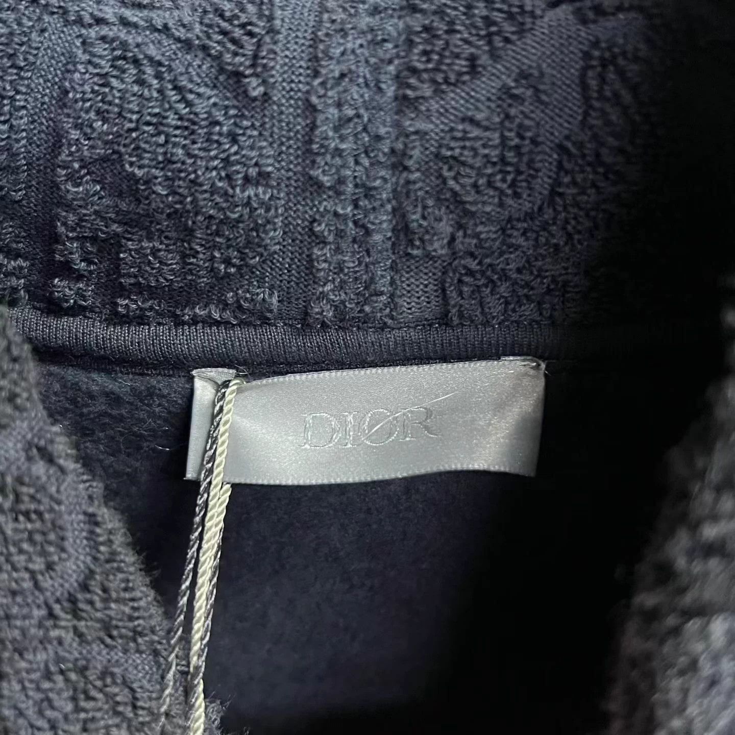 Dior Dior Navy Cotton Fleece Print Oversized Hooded Sweatshirt Size US L / EU 52-54 / 3 - 3 Thumbnail