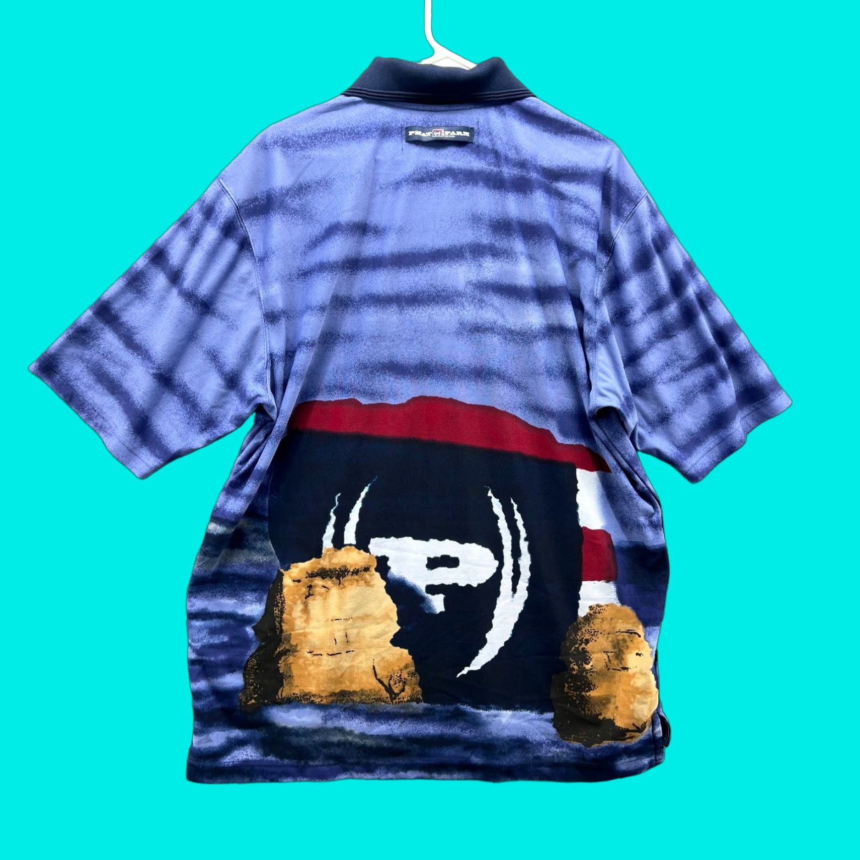 Phat Farm Phat Farm Polo Shirt Mens Large AOP Blue Graphic Print Golf 90s Polo Shirt Mens L Blue 90s Size US L / EU 52-54 / 3 - 1 Thumbnail