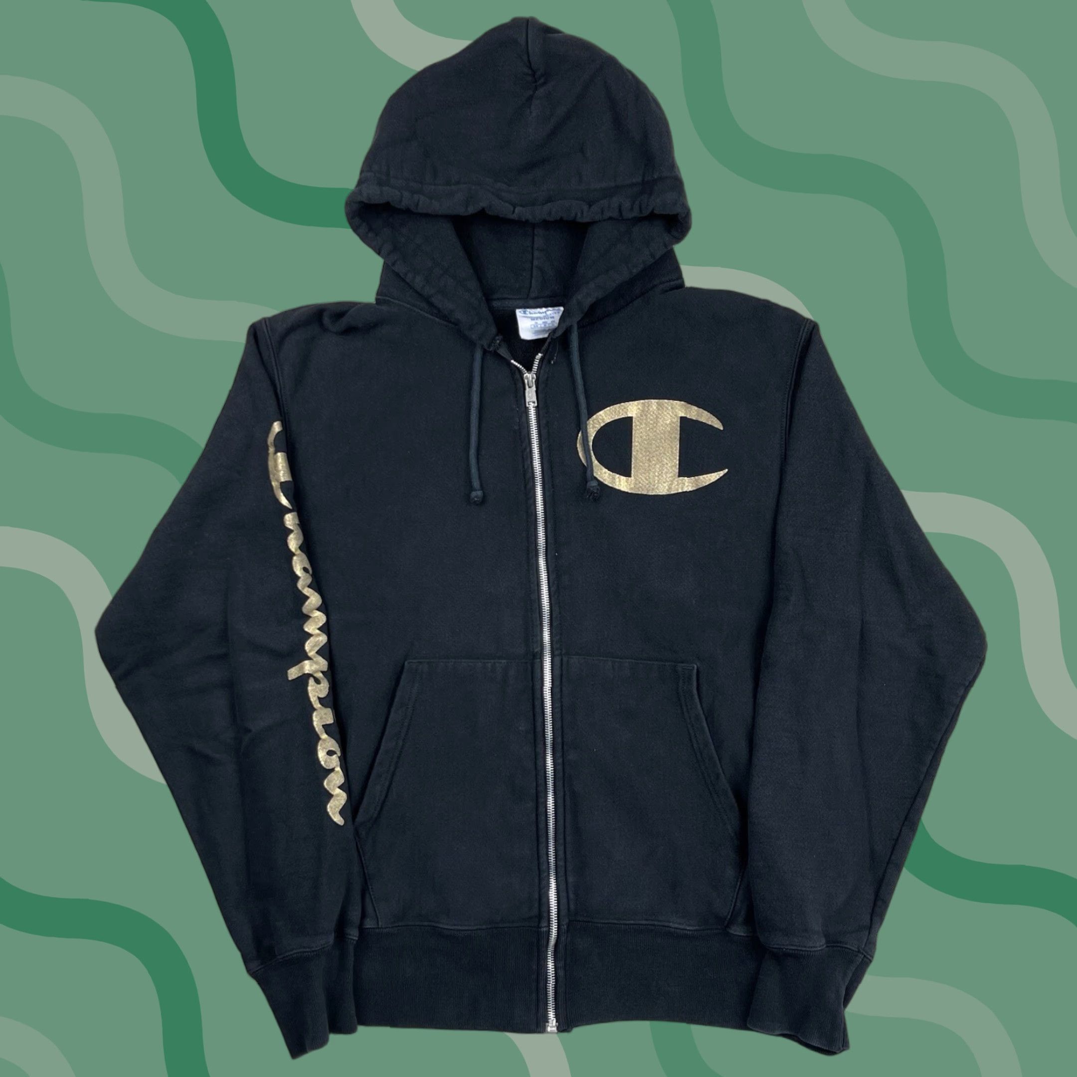 Champion Champion Full ZIP Hoodie Mens M Reverse Weave Logo Black Zip Jacket Spell Out Script Size US M / EU 48-50 / 2 - 1 Thumbnail