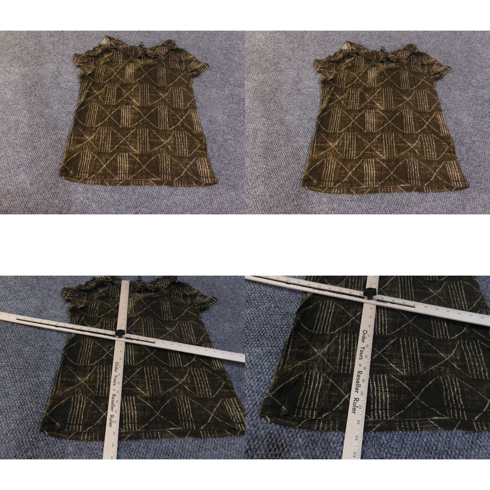 Ralph Lauren Lauren Ralph Lauren Shirt Womens L Green Ruffles Geometric V-Neck Casual Blouse Size L / US 10 / IT 46 - 8 Thumbnail