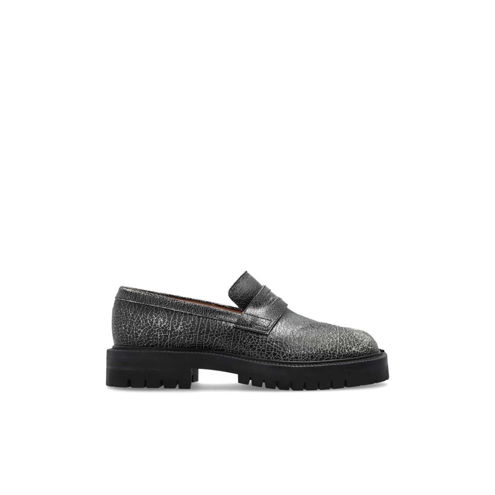 MAISON MARGIELA Tabi Cut Out Creased Black Leather Shoes New