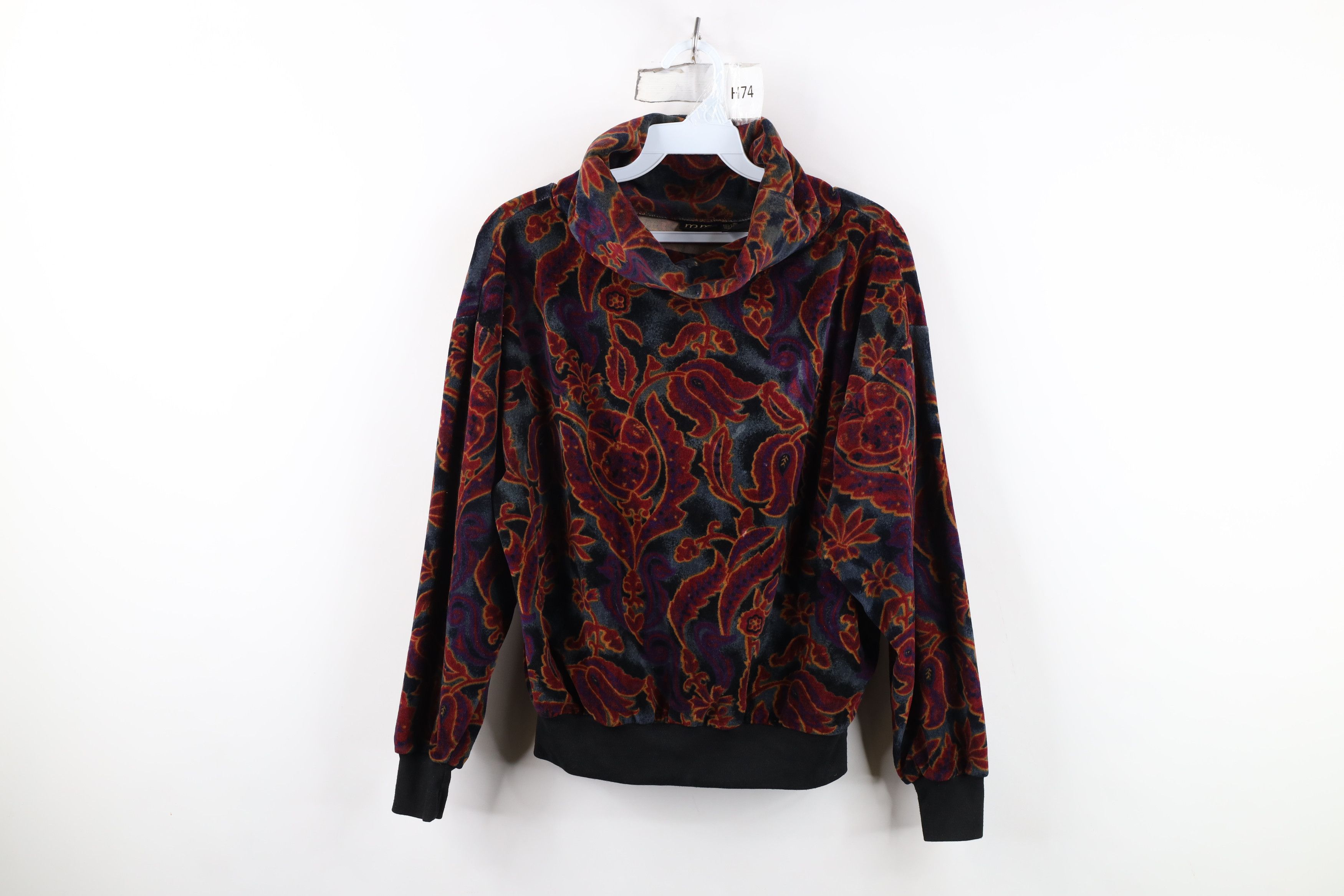 Vintage Vintage 90s Y2K Babydoll Velour Paisley Turtleneck Sweater Size S / US 4 / IT 40 - 1 Thumbnail