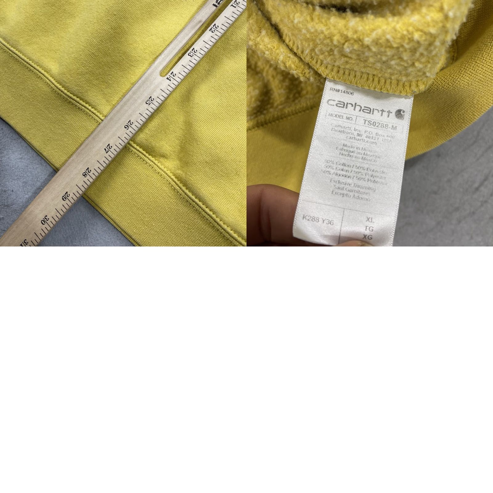 Carhartt Carhartt Hoodie Mens XL Yellow Loose Fit Midweight Sweatshirt Workwear K288 Size US XL / EU 56 / 4 - 8 Thumbnail