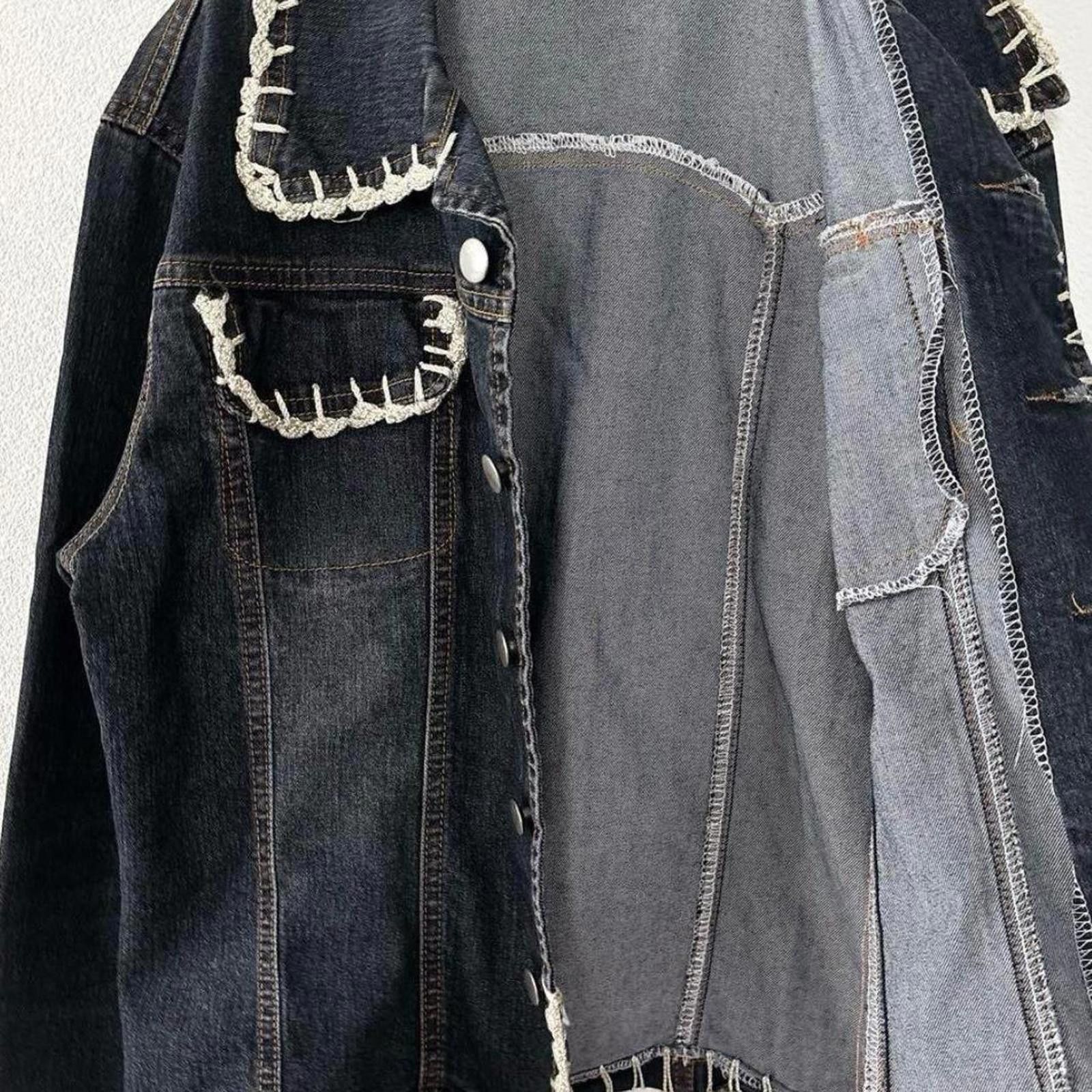Other Vintage 2000s whimsy goth style crocheted denim jacket Size XS / US 0-2 / IT 36-38 - 3 Thumbnail