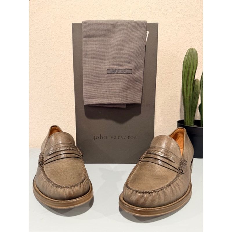 John Varvatos John Varvatos Hawthorne Chain 8.5 Brown Leather Loafers Size US 8.5 / EU 41-42 - 1 Thumbnail