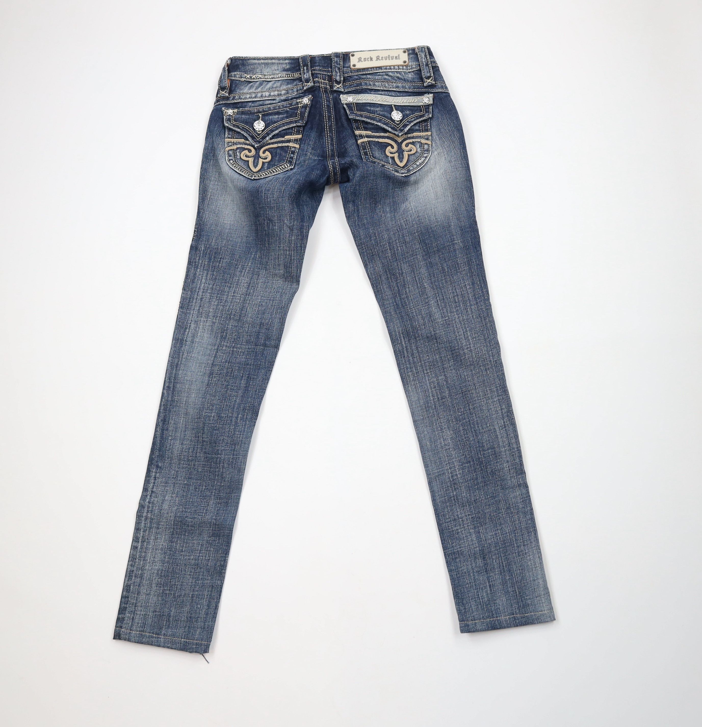 Rock Revival × Vintage Rock Revival Fleur de Lis Gwen Skinny Denim Jeans Blue Size 26" / US 2 / IT 38 - 9 Thumbnail