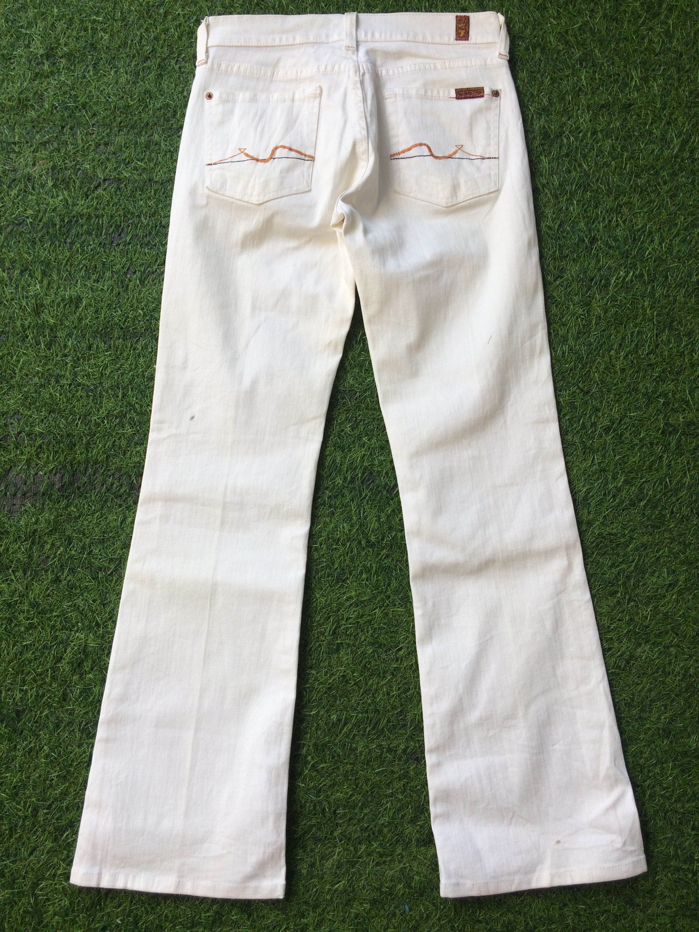 7 For All Mankind × Jean American White Denim Flare Jeans D-568 Size 25" / US 0 / IT 36 - 1 Thumbnail