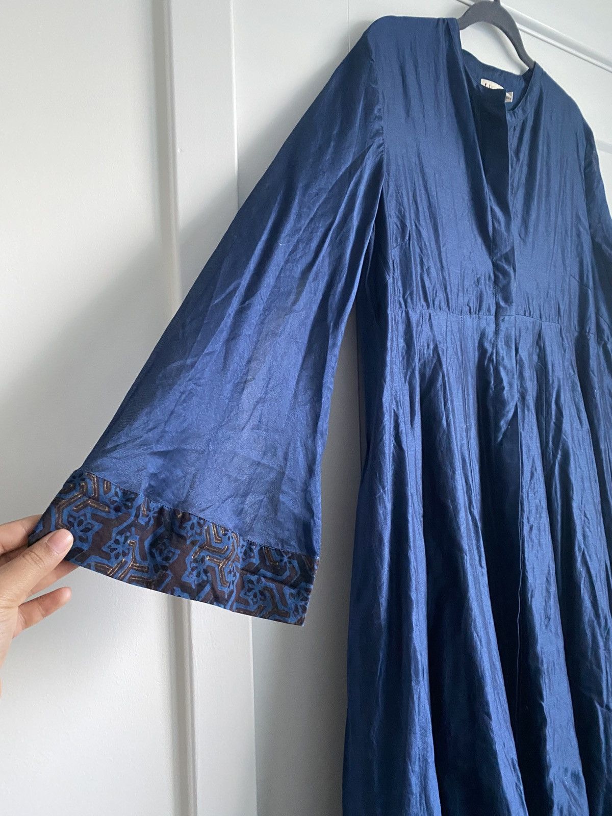 Other Fabindia XL Maxi Cotton Silk Button Front printedBlue Dress Size XL / US 12-14 / IT 48-50 - 3 Thumbnail