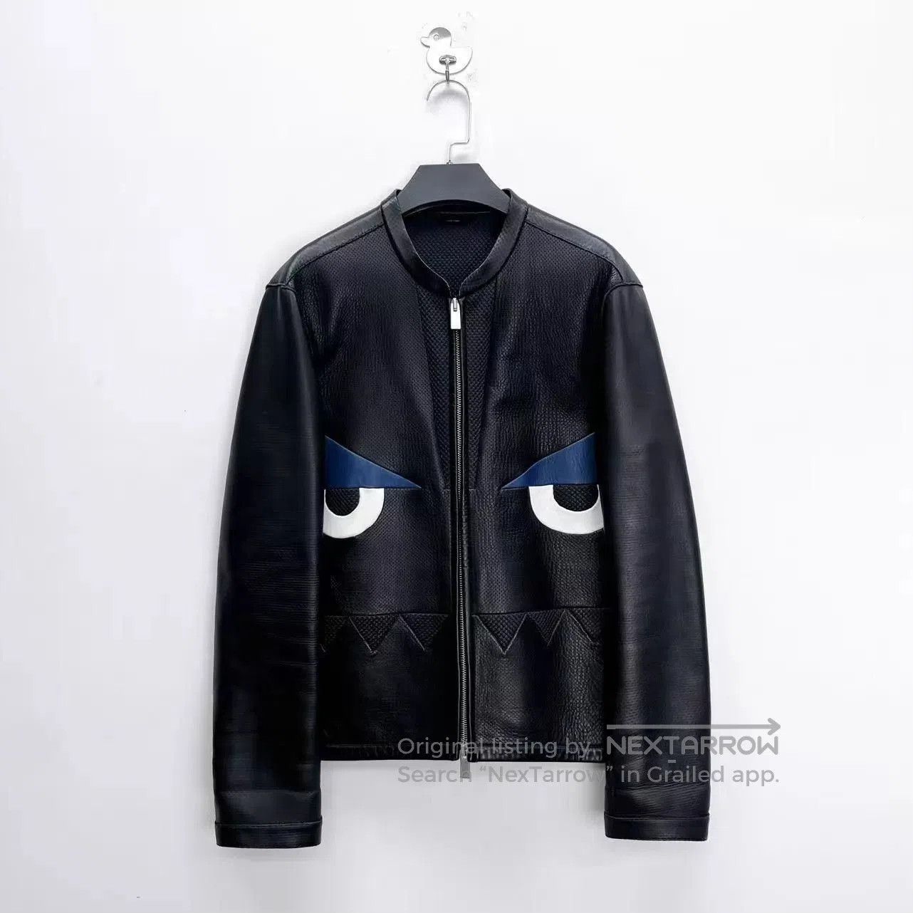 Fendi Black Leather Jacket with Eye Graphic Size M. Size US M / EU 48-50 / 2 - 1 Thumbnail