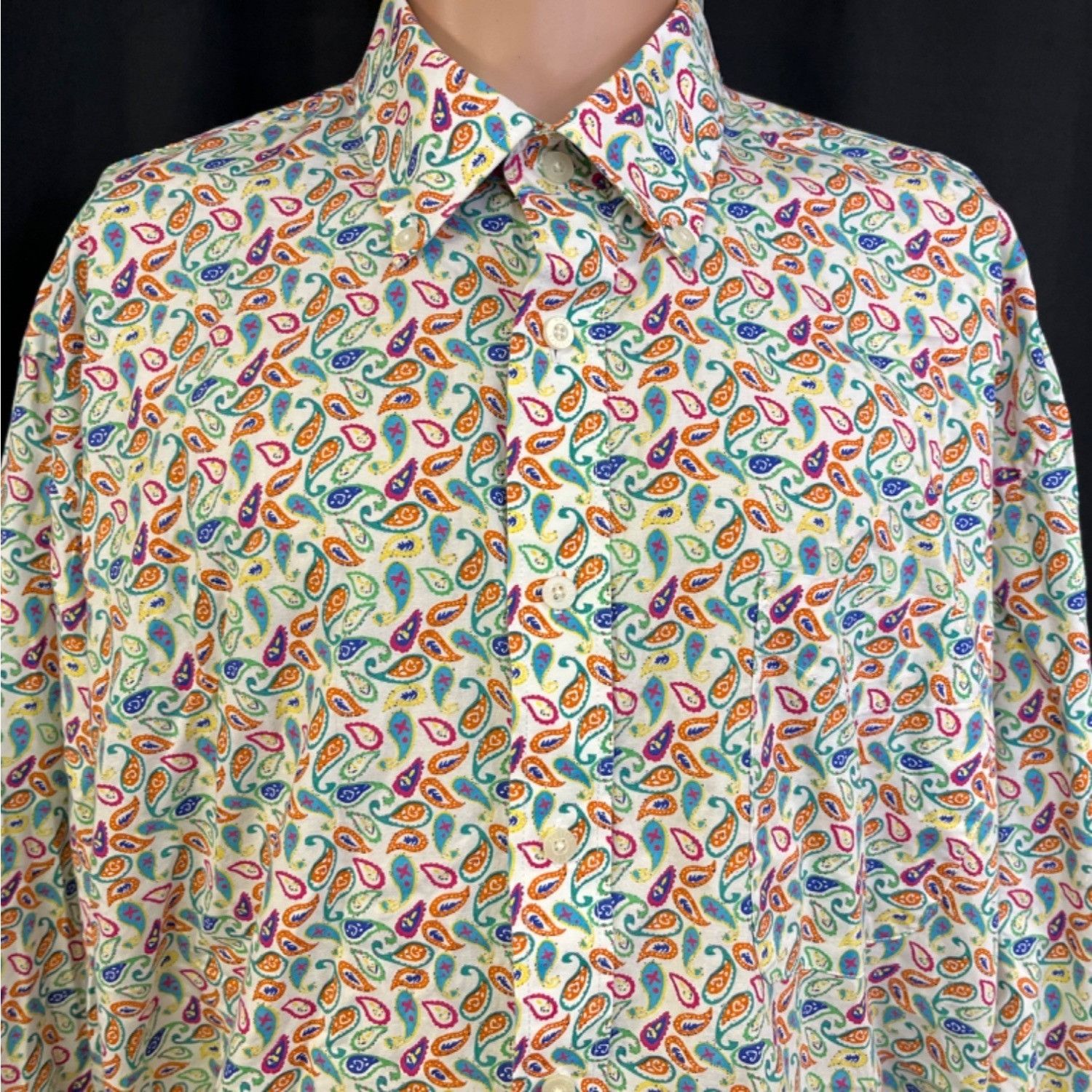 Alan Flusser Alan Flusser Men's White/Multi. Paisley Shirt/Button Up Sz X Size US XL / EU 56 / 4 - 3 Thumbnail