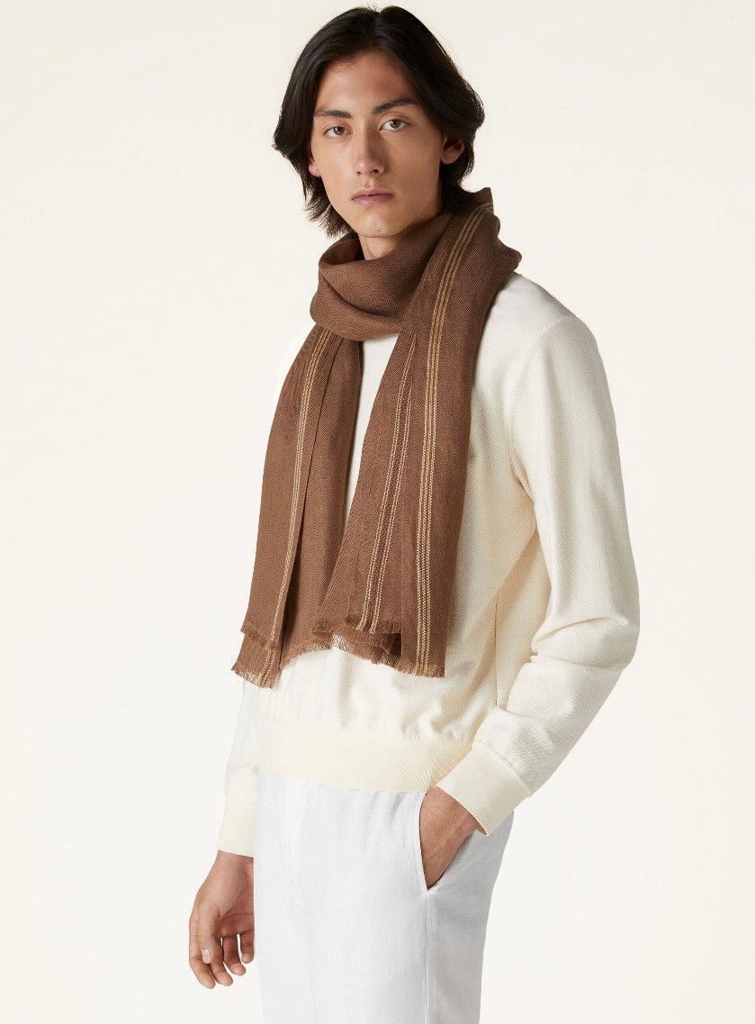 Loro Piana o1srvl11e0325 FAN9717 Size: OS / Sciarpa Scarf in Brown Size ONE SIZE - 2 Thumbnail