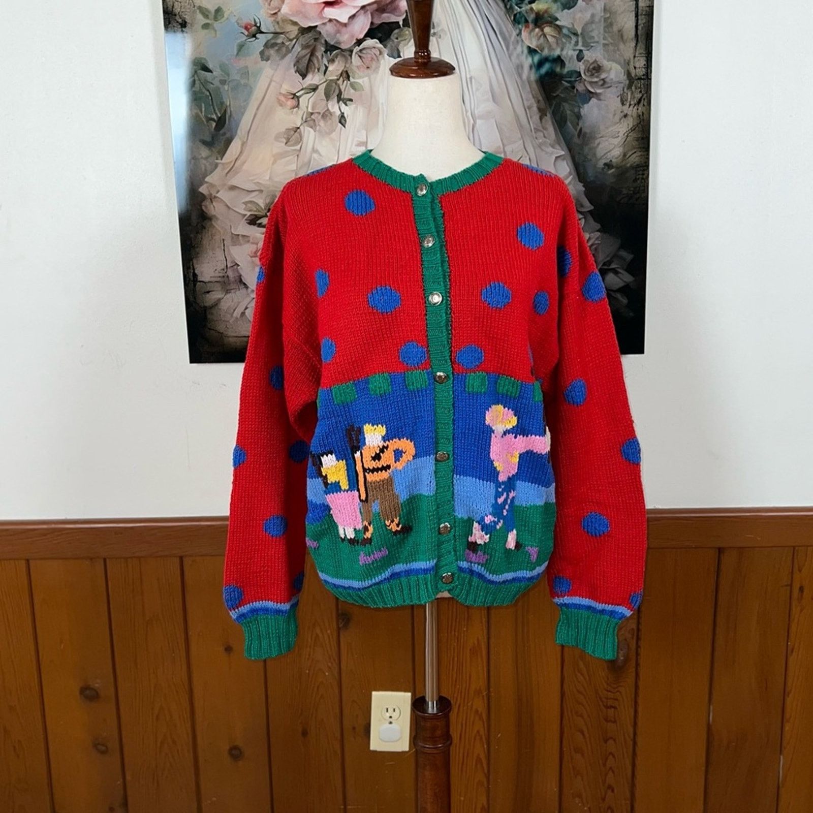 Vintage Fabulous Vintage 1980s B.G. Day Cotton Novelty Sweater! Size M / US 6-8 / IT 42-44 - 2 Thumbnail