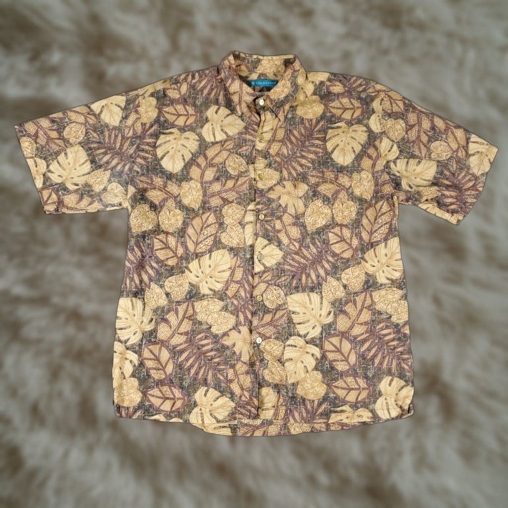 Tori Richard Tori Richard Shirt Mens Large Beige Leaf Print Button Up Short Sleeve - Classic Aloha, Cotton, Regular Fit, Button, Pocket, Collared, Casual/Workwear Size US L / EU 52-54 / 3 - 1 Thumbnail