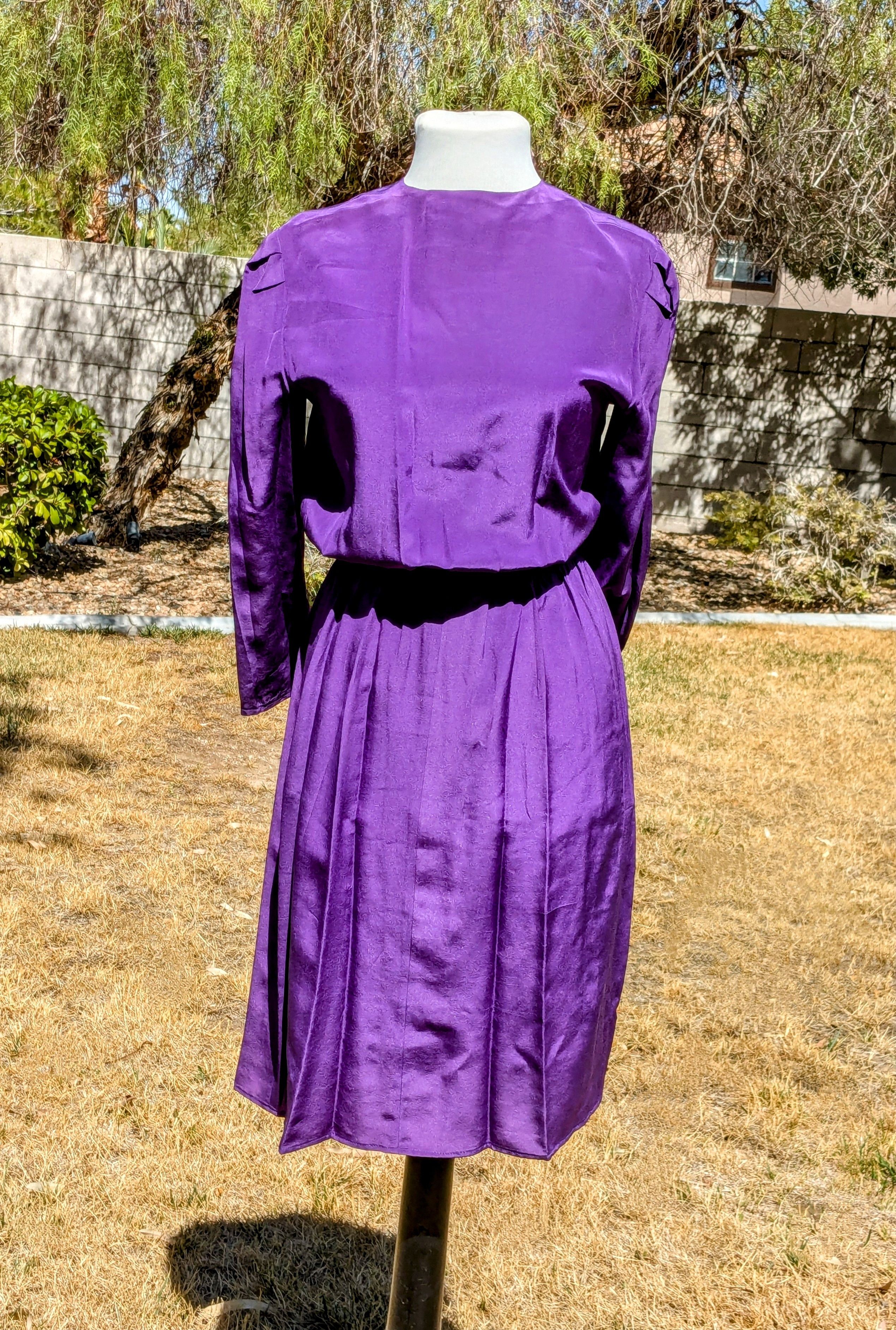 Vintage Pleated Charles Bianco Italian Collection Silk Petite Dress Size M / US 6-8 / IT 42-44 - 2 Thumbnail