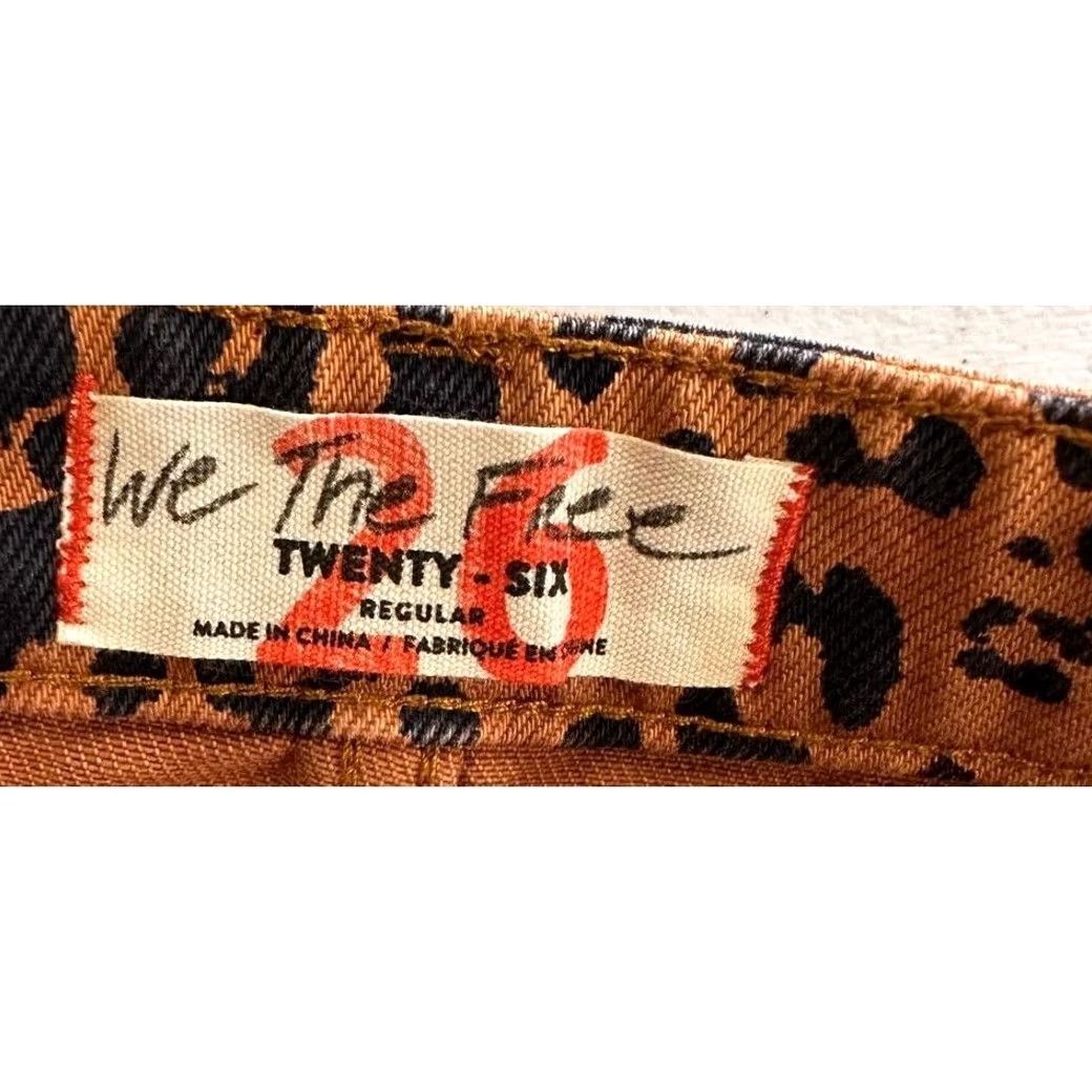 Vintage VINTAGE? No. We The Free Mini Skirt Women 26 Leopard Denim Zip Pockets A-Line 100% Cotton Brown Full Zip Casual Size 26" / US 2 / IT 38 - 4 Thumbnail
